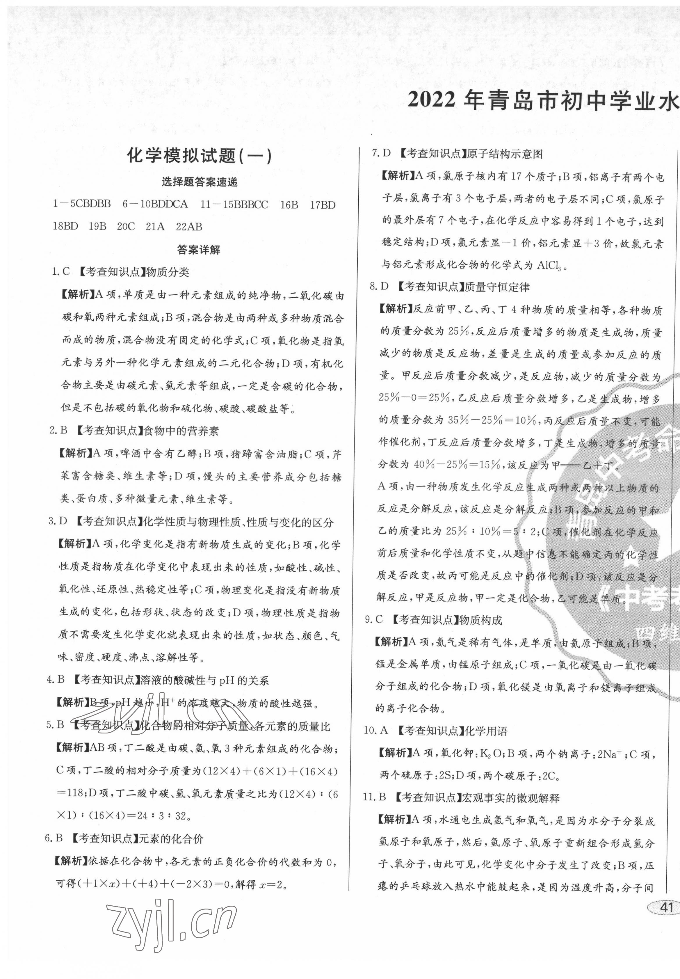 2022年中考考什么中考沖刺模擬卷化學 第1頁