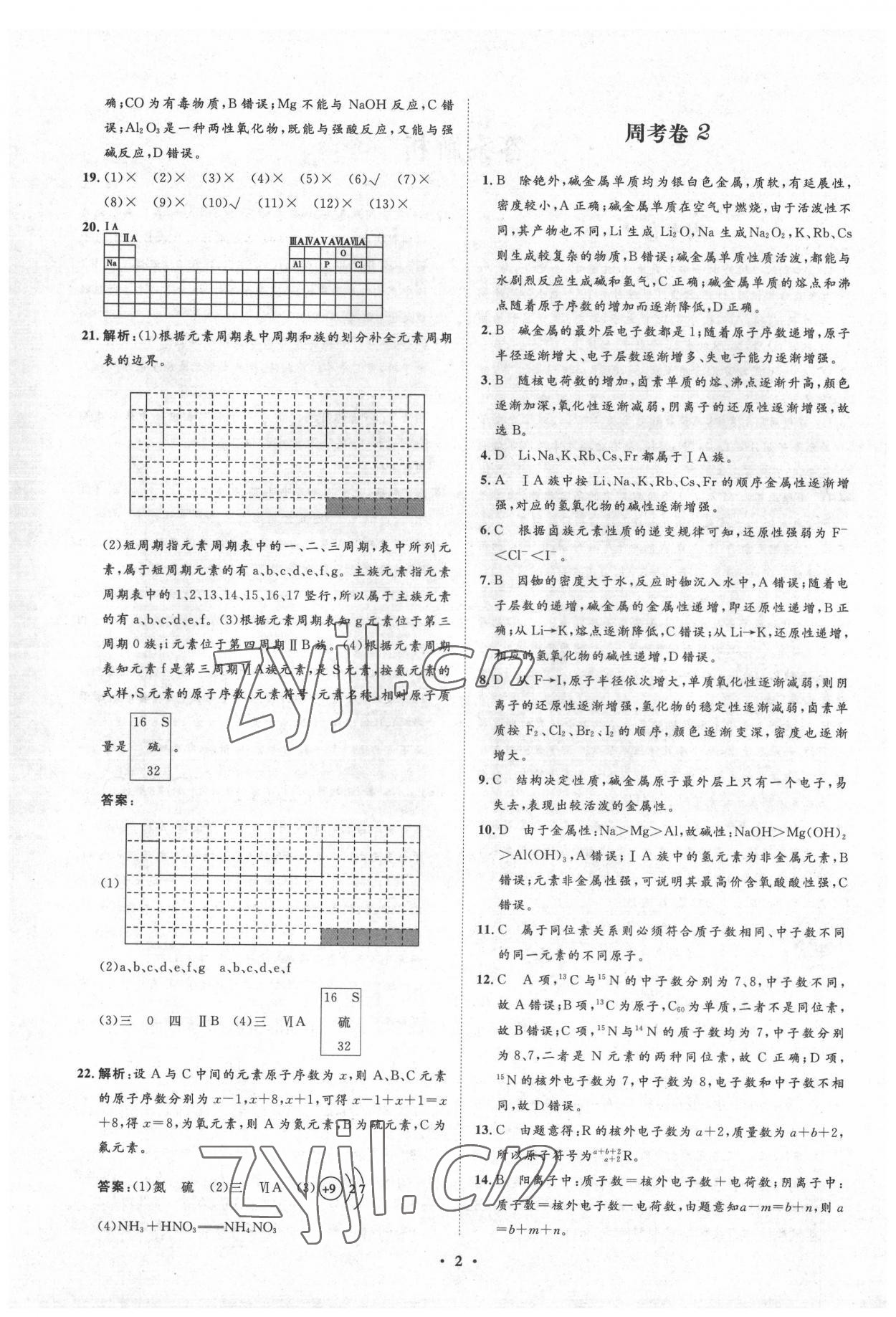 2022年新坐標(biāo)名題匯高中化學(xué)必修2人教版 參考答案第2頁(yè)