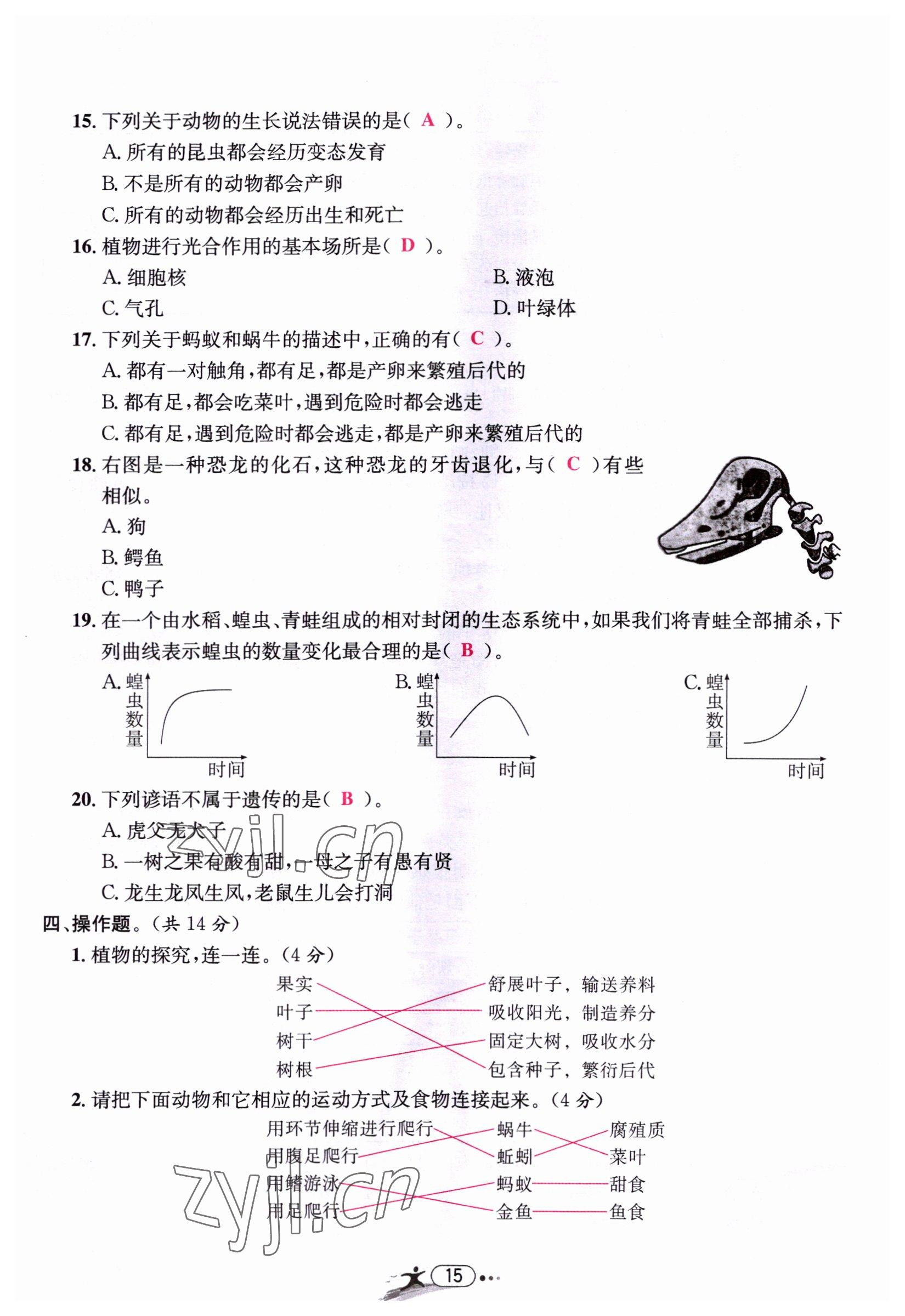 2022年小學(xué)畢業(yè)特訓(xùn)卷六年級科學(xué)溫州專版 第15頁