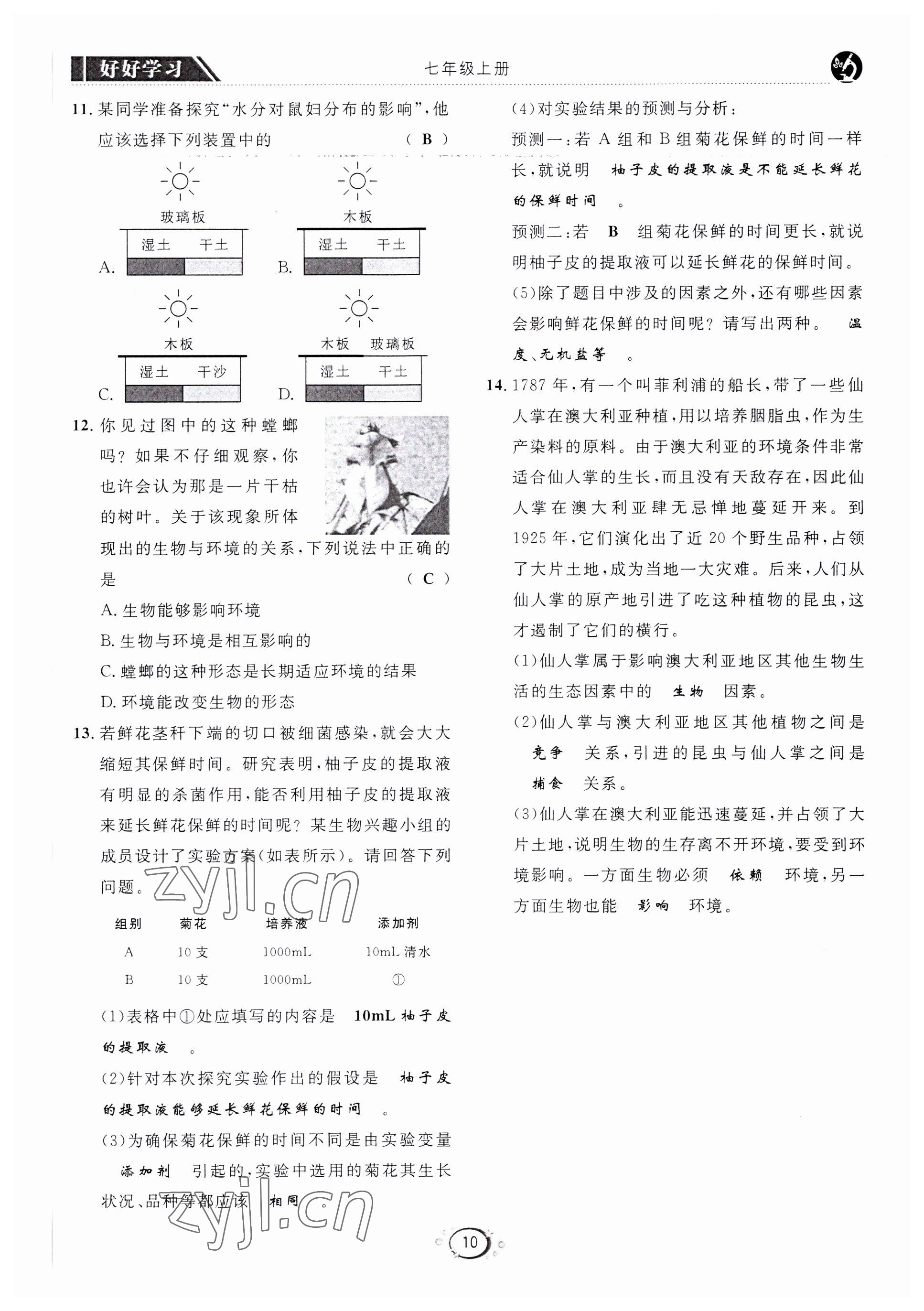 2022年好好學(xué)習(xí)同步訓(xùn)練七年級生物上冊人教版 第13頁