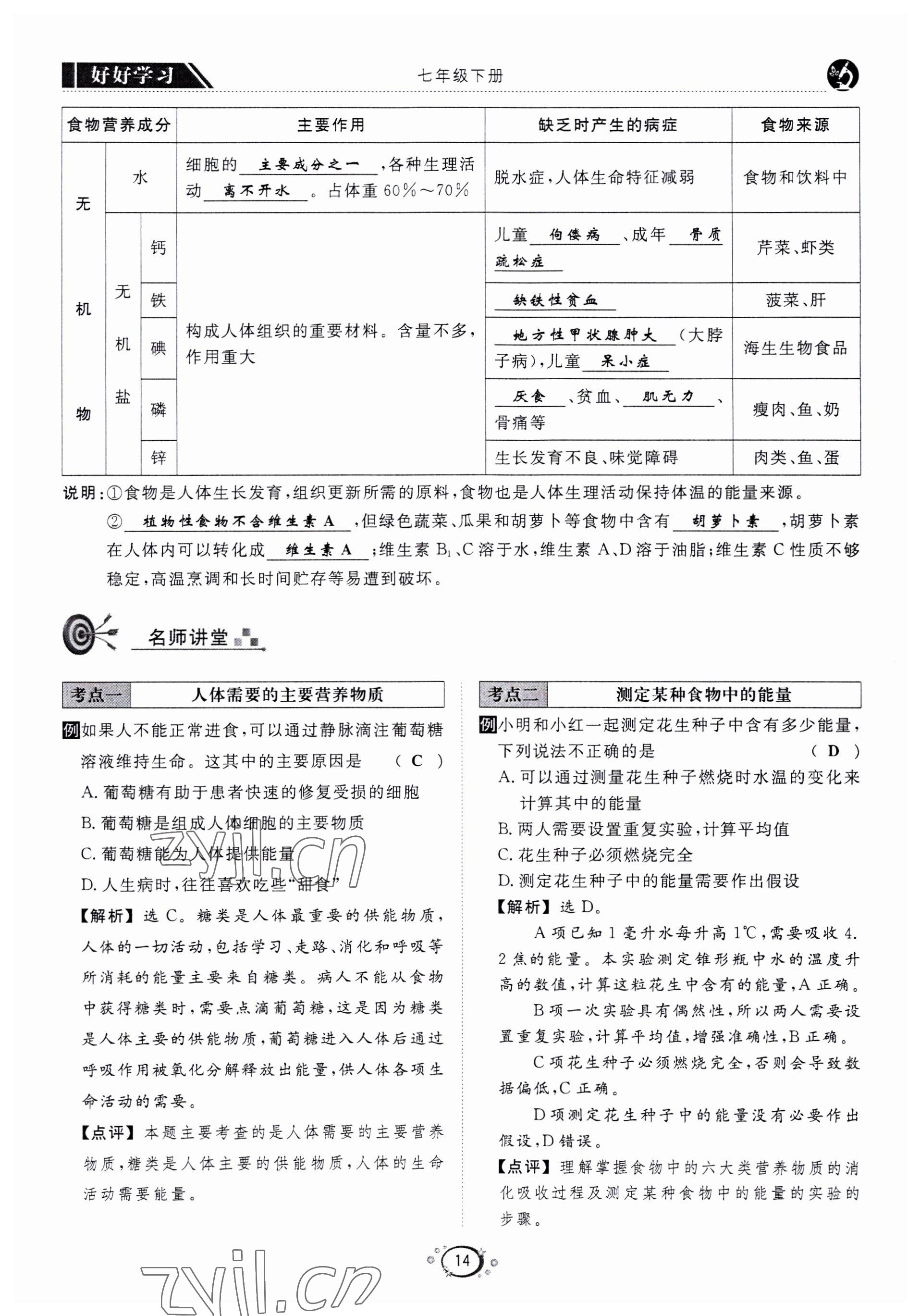 2022年好好學(xué)習(xí)同步訓(xùn)練七年級(jí)生物下冊(cè)人教版 第17頁(yè)