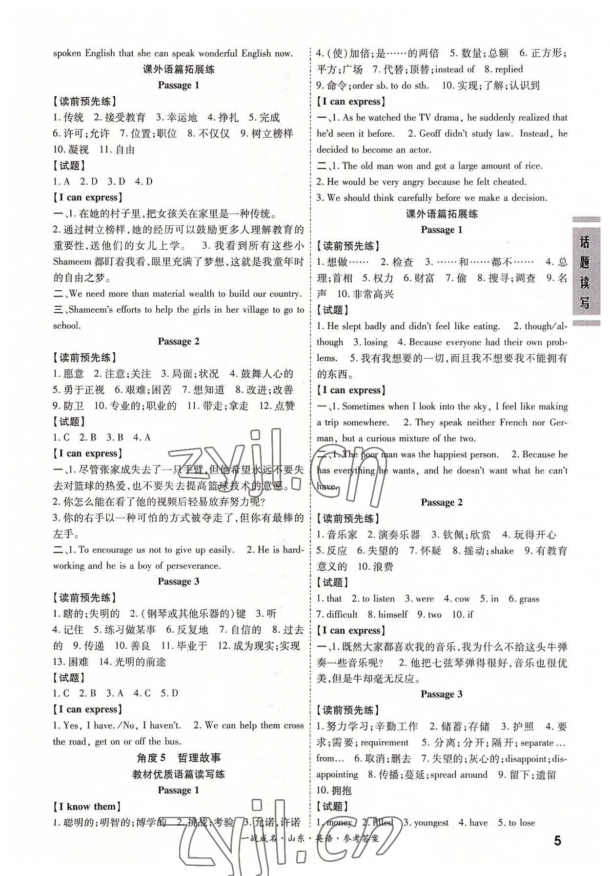 2022年一戰(zhàn)成名中考備考新思路英語山東專版 第5頁