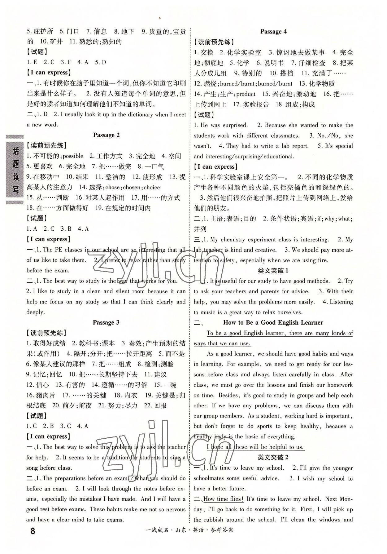 2022年一戰(zhàn)成名中考備考新思路英語山東專版 第8頁