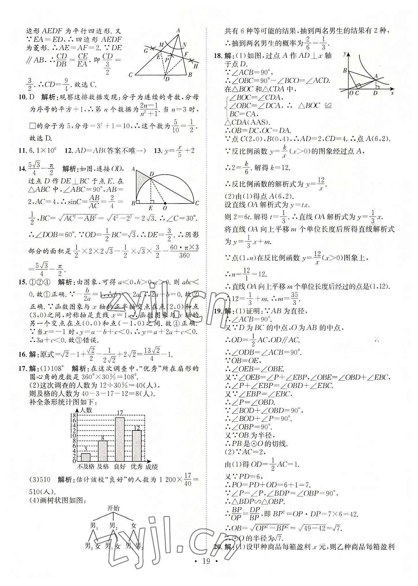 2022年正大圖書中考試題匯編數(shù)學(xué)山東專版 參考答案第19頁