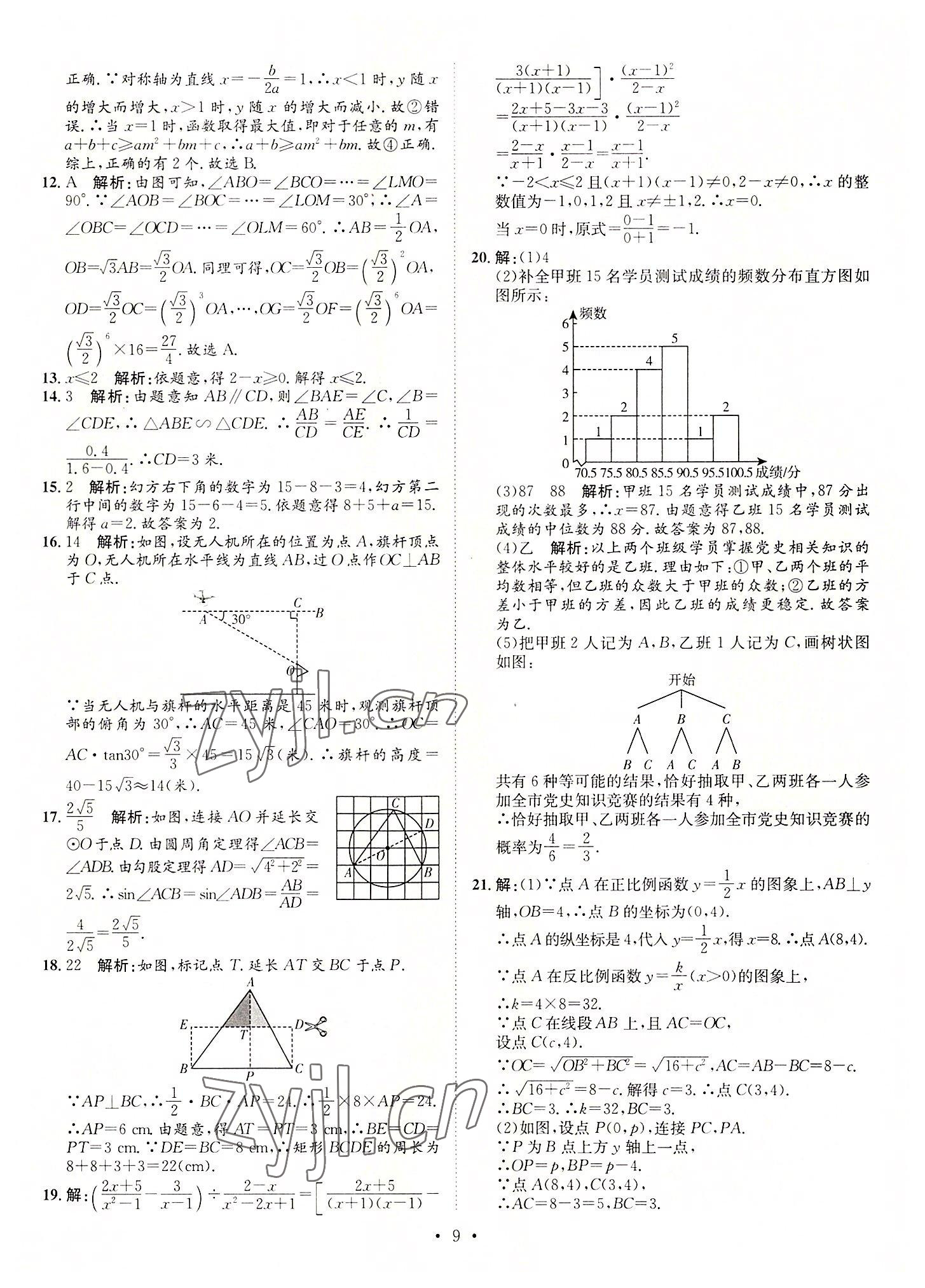 2022年正大圖書中考試題匯編數(shù)學山東專版 參考答案第9頁