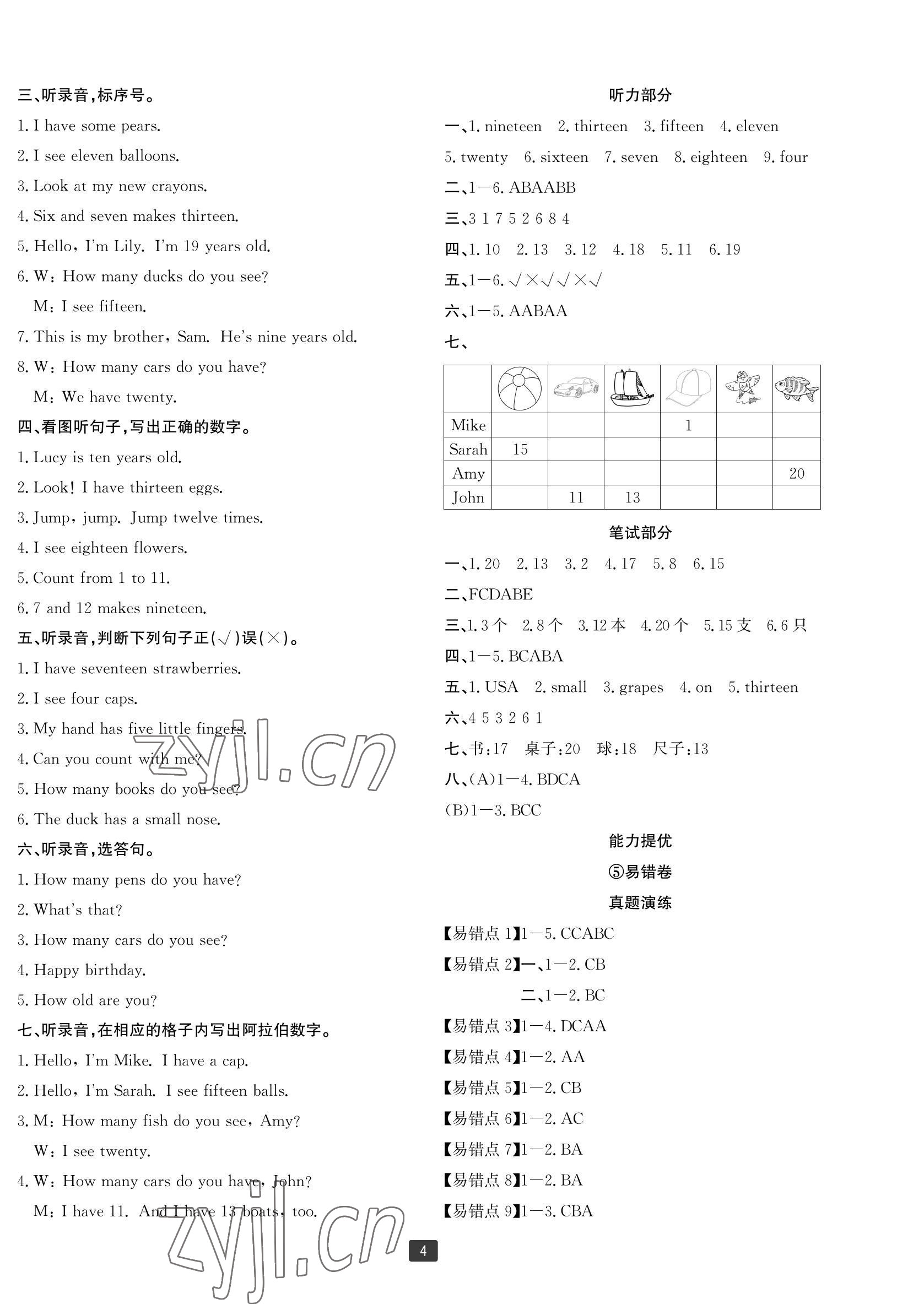 2022年浙江新期末三年級英語下冊人教版寧波專版 參考答案第4頁