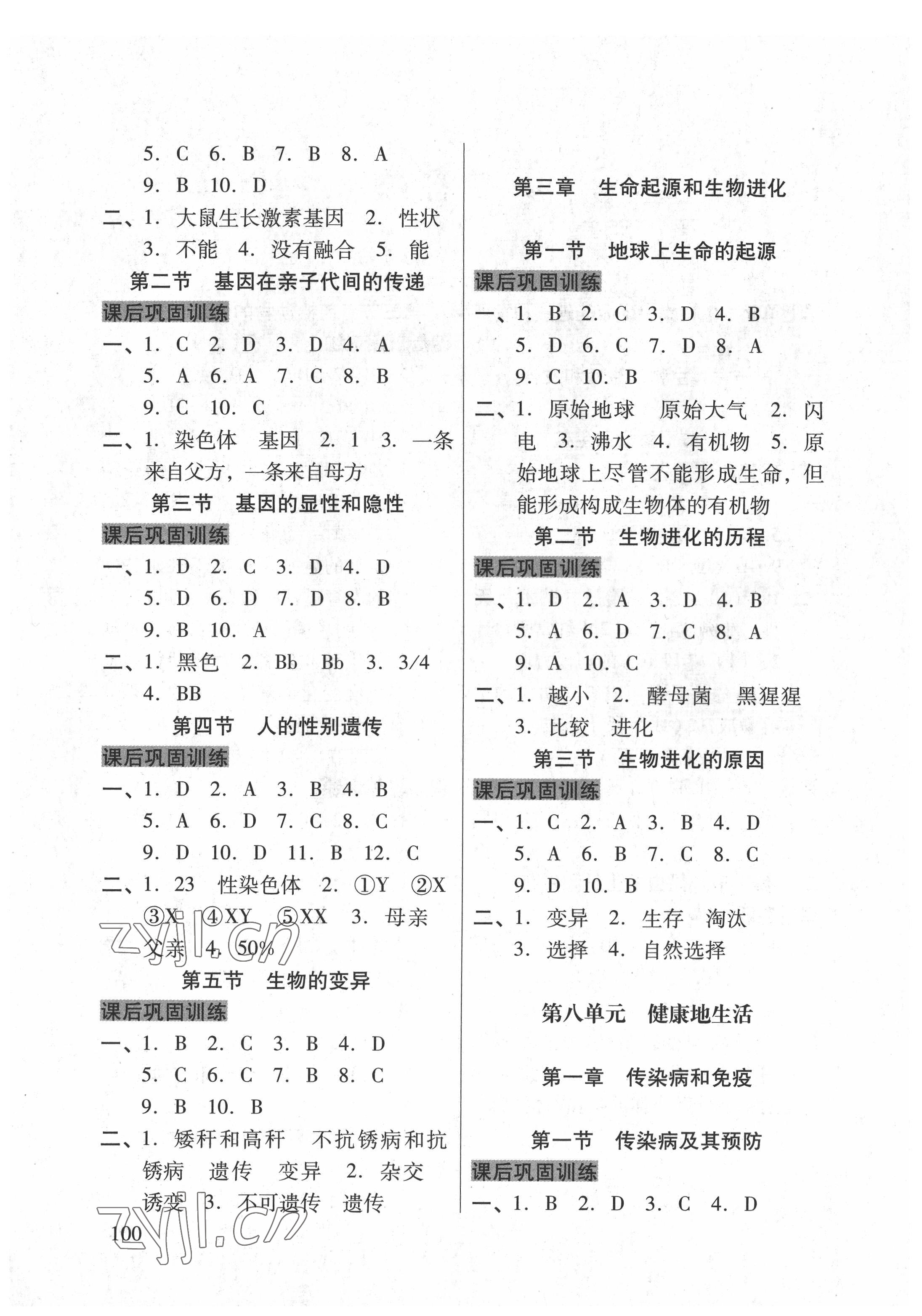 2022年自主学习导引八年级生物下册人教版 第2页