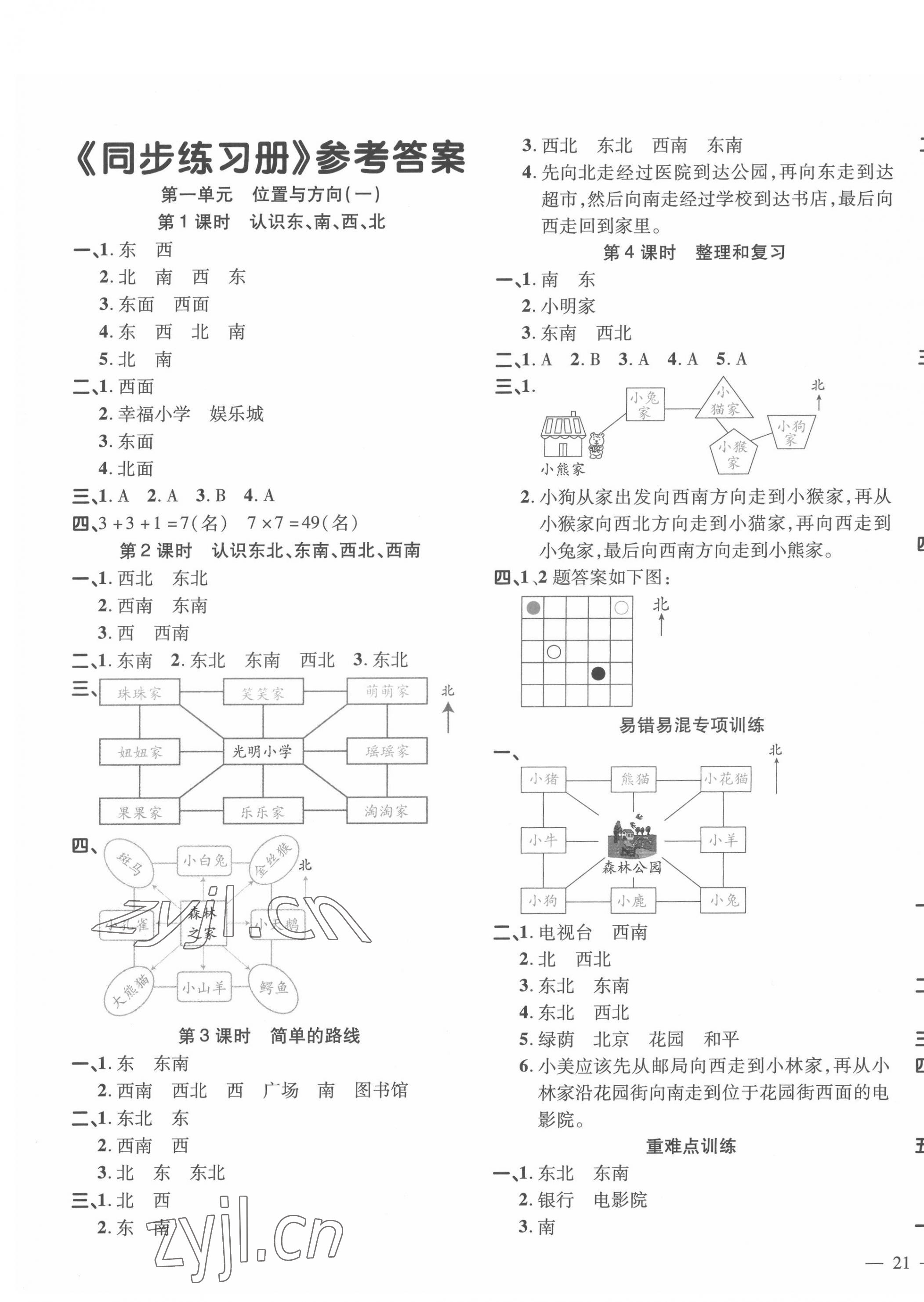 2022年名師一點通同步練習(xí)冊三年級數(shù)學(xué)下冊人教版 第1頁