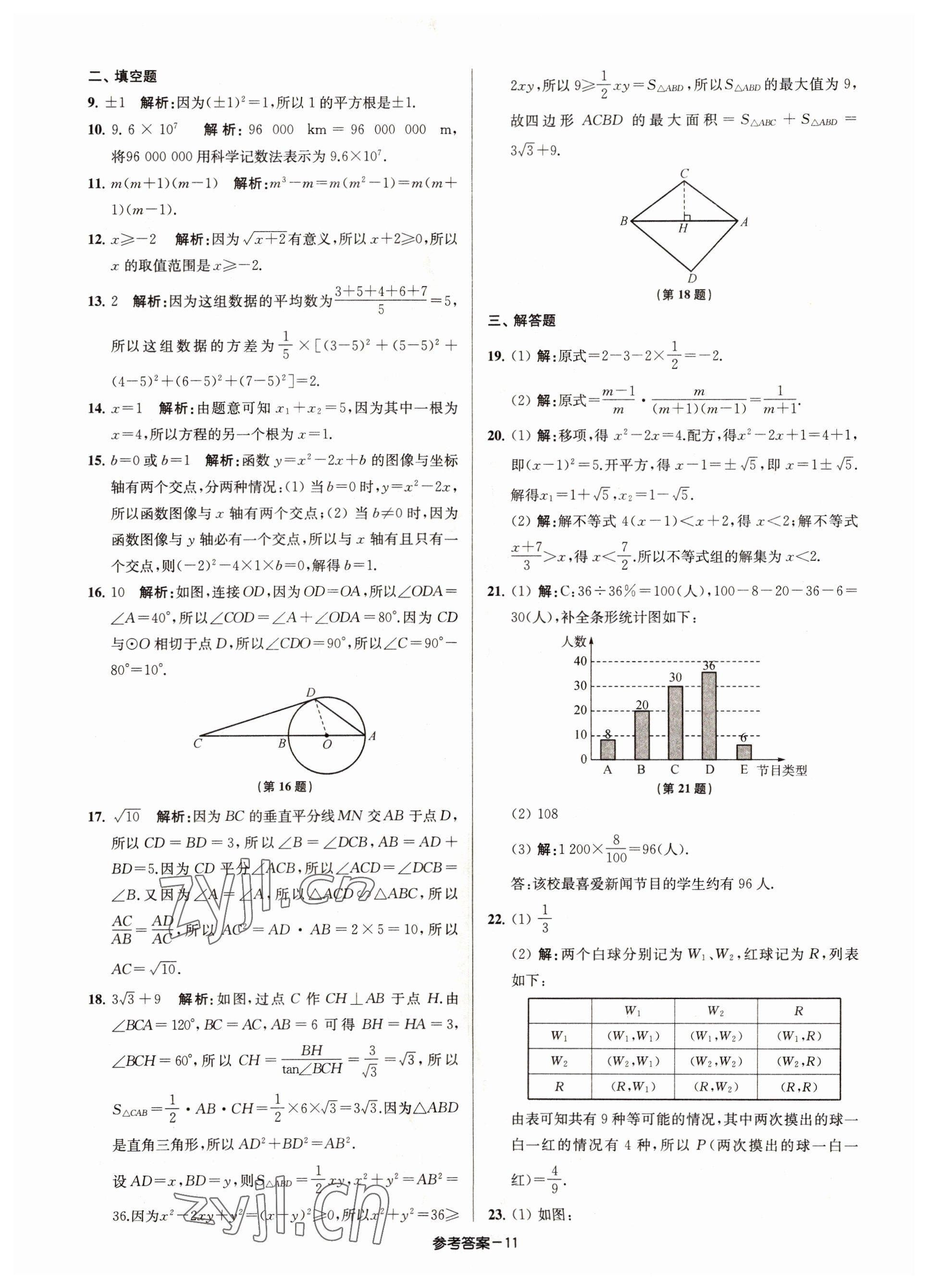 2022年徐州市中考總復(fù)習(xí)一卷通歷年真卷精編數(shù)學(xué) 參考答案第11頁(yè)