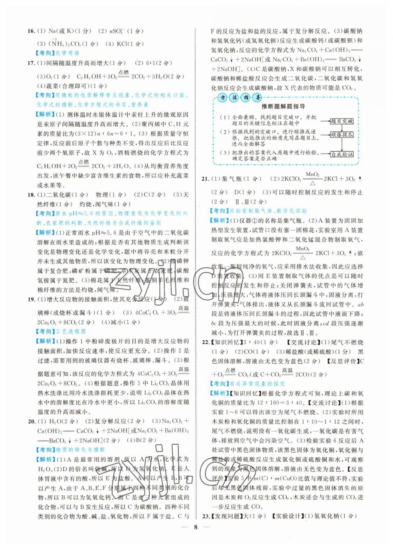 2022年中考金卷中考試題精編化學(xué)江西專版 參考答案第5頁