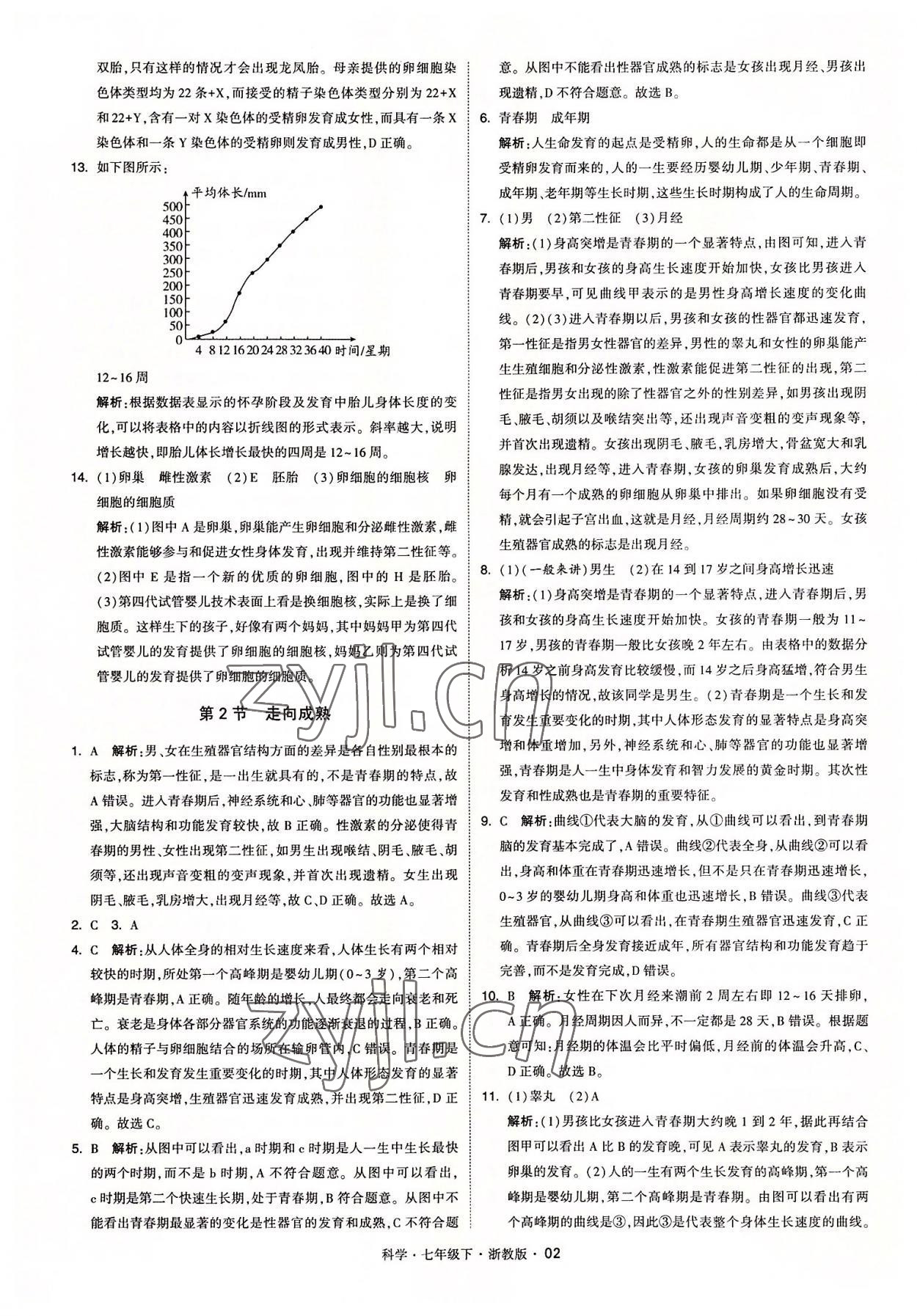 2022年經(jīng)綸學典學霸七年級科學下冊浙教版 參考答案第2頁