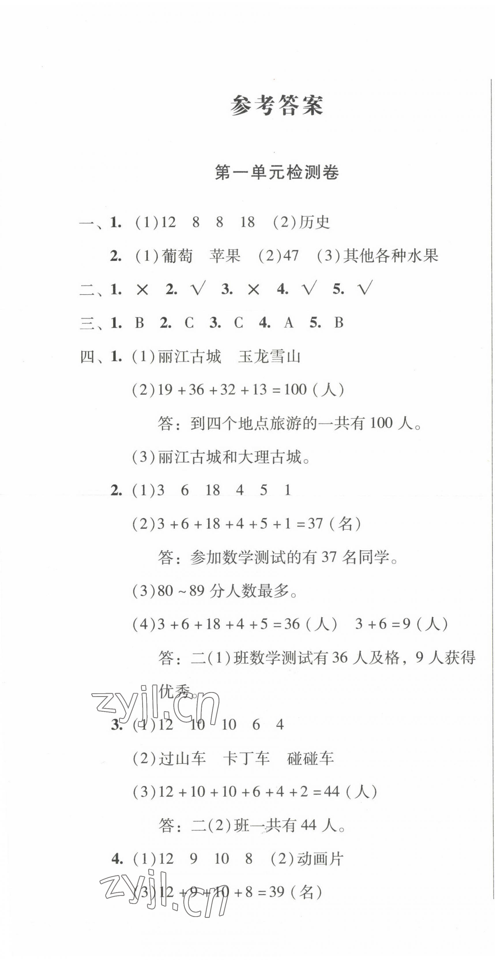 2022年一线名师夺冠王检测卷二年级数学下册人教版 第1页