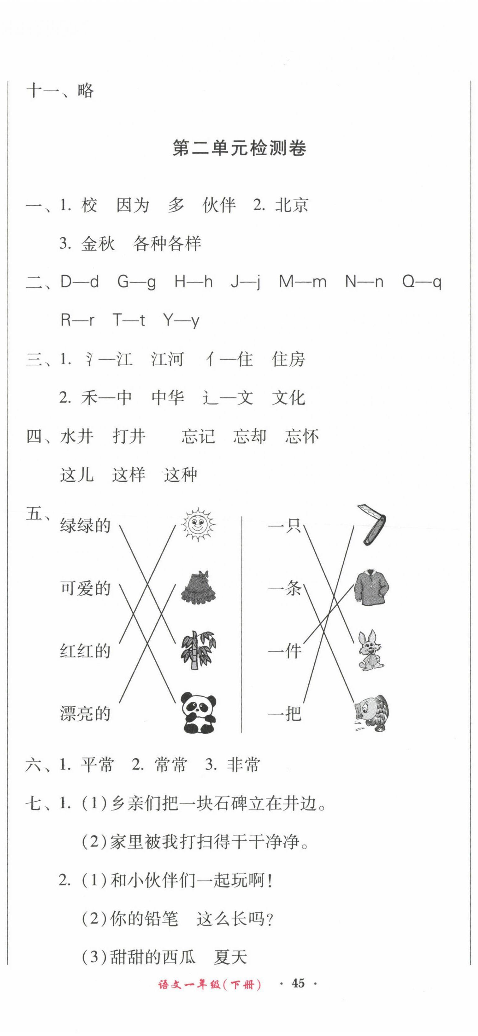 2022年一线名师夺冠王检测卷一年级语文下册人教版 第2页