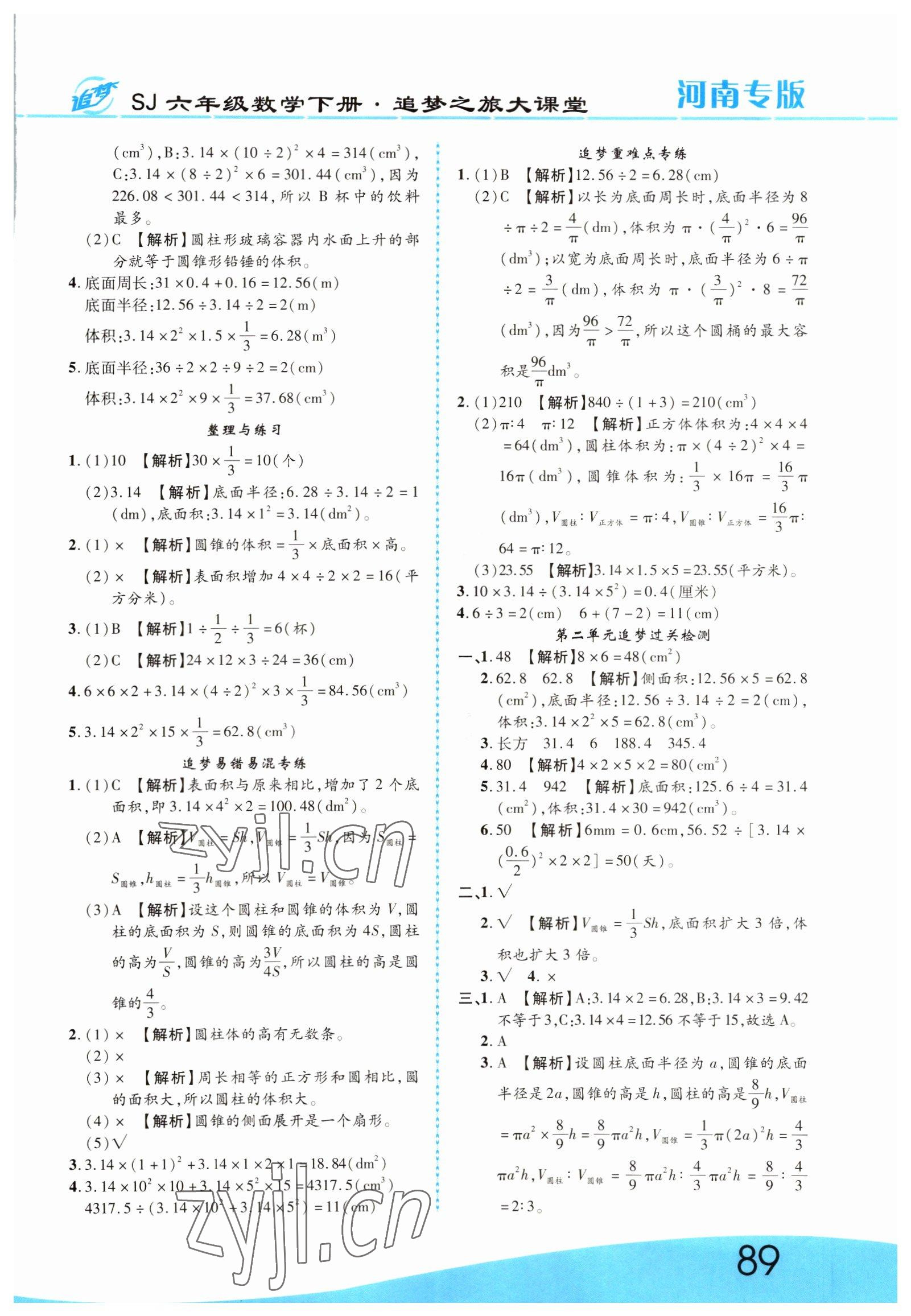 2022年追夢之旅大課堂六年級數(shù)學(xué)下冊蘇教版河南專版 第3頁