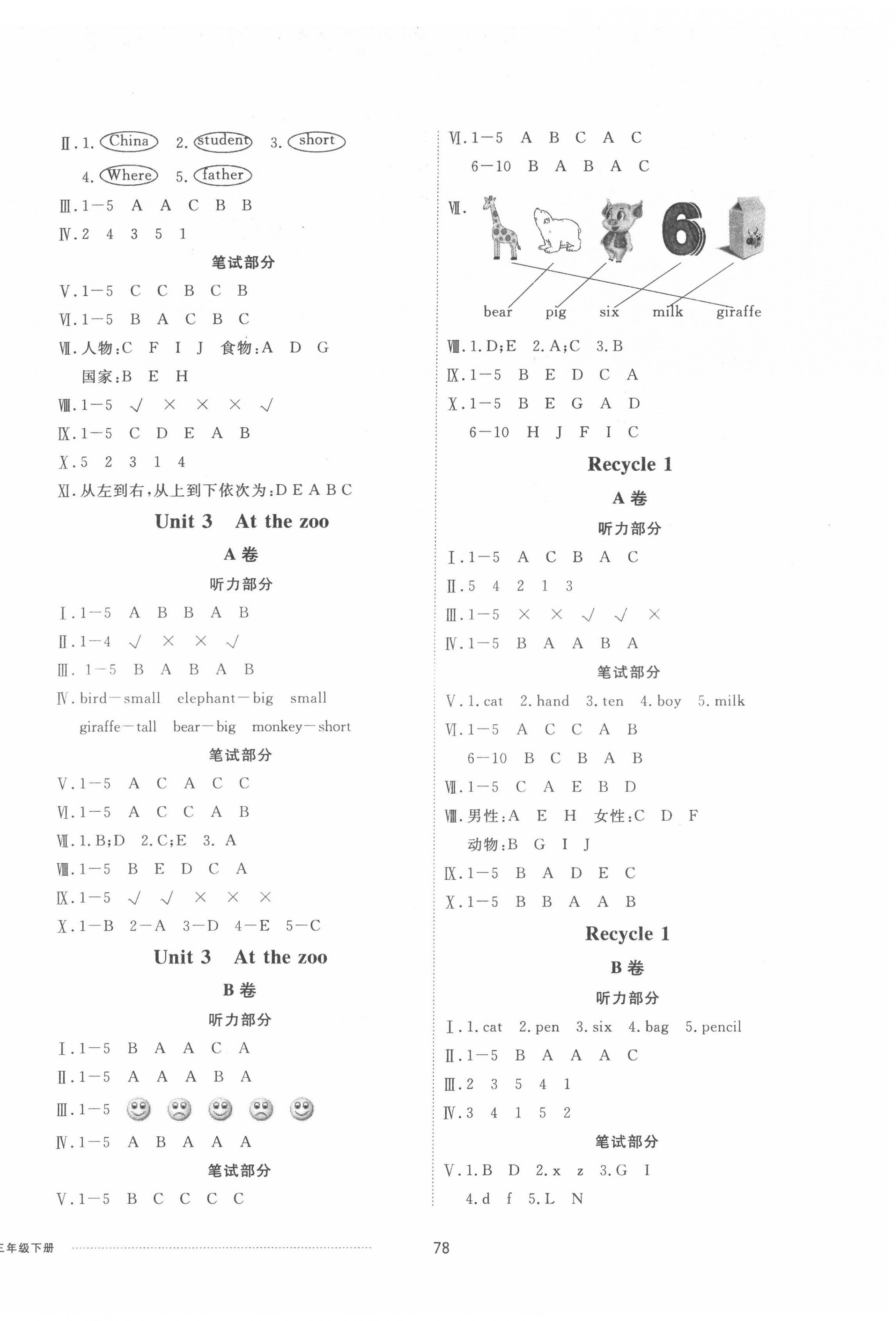 2022年同步練習(xí)冊配套單元自測卷三年級英語下冊人教版 第2頁