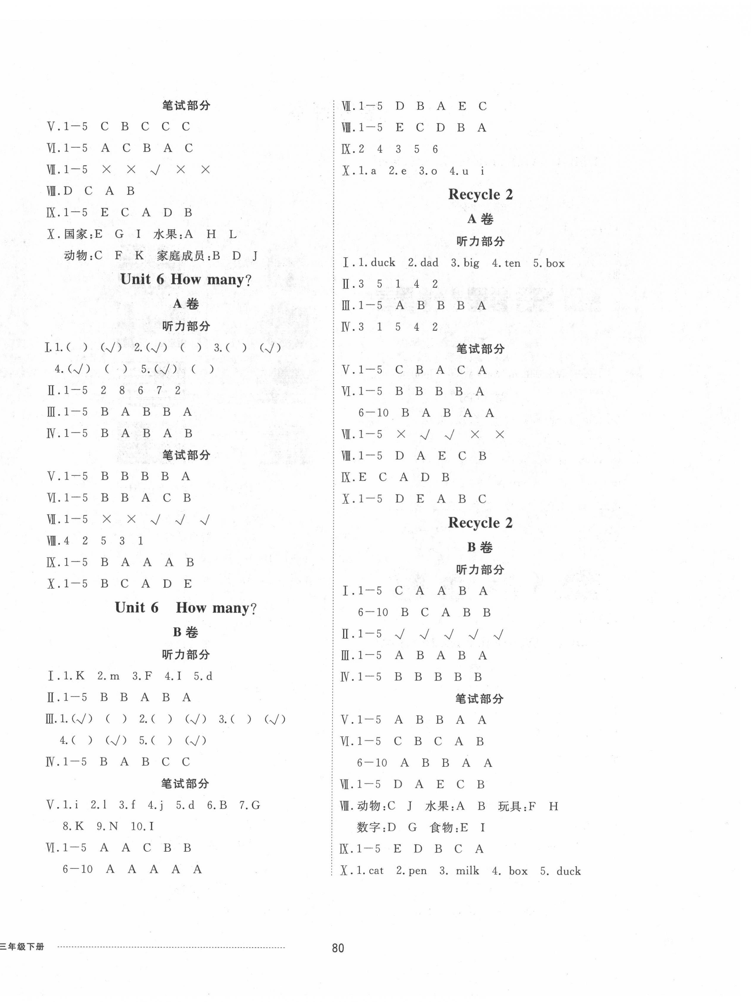 2022年同步練習(xí)冊(cè)配套單元自測(cè)卷三年級(jí)英語(yǔ)下冊(cè)人教版 第4頁(yè)