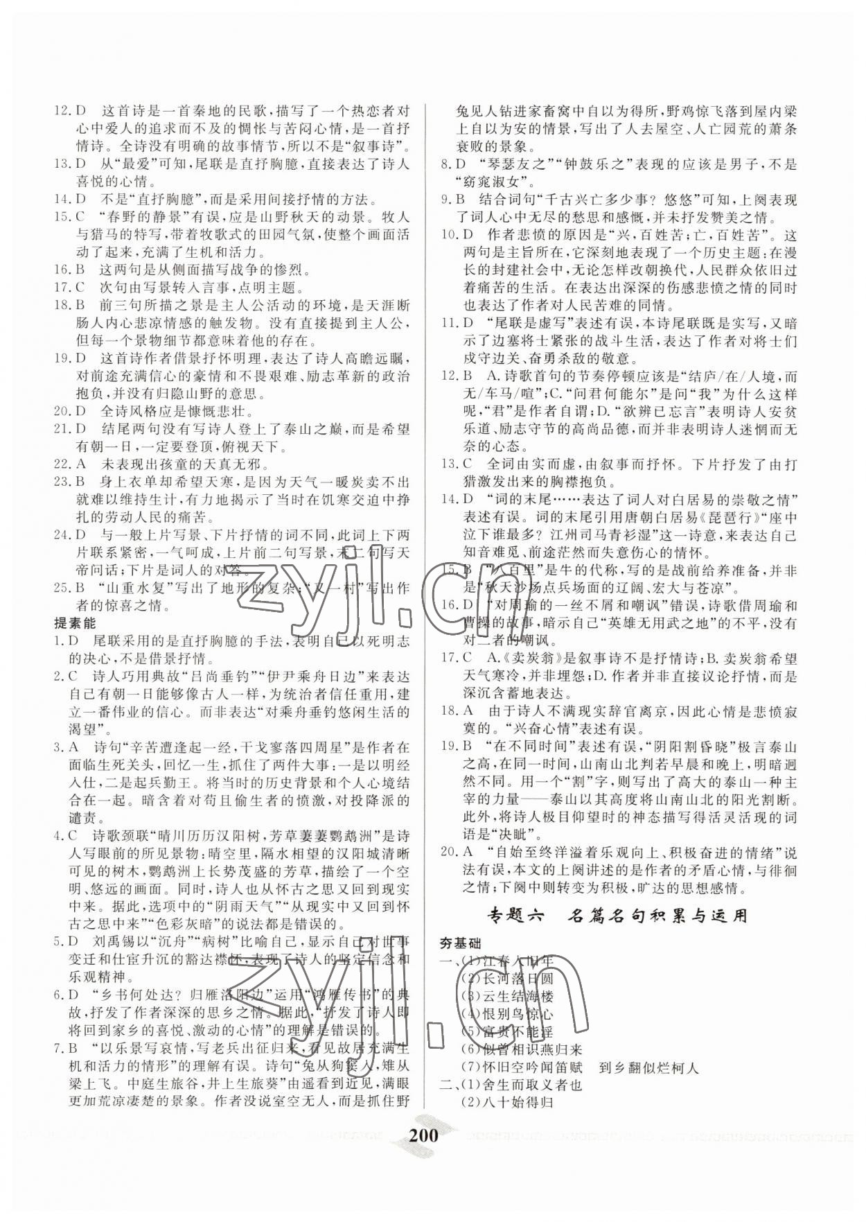 2022年一飞冲天中考专项精品试题分类语文 参考答案第8页