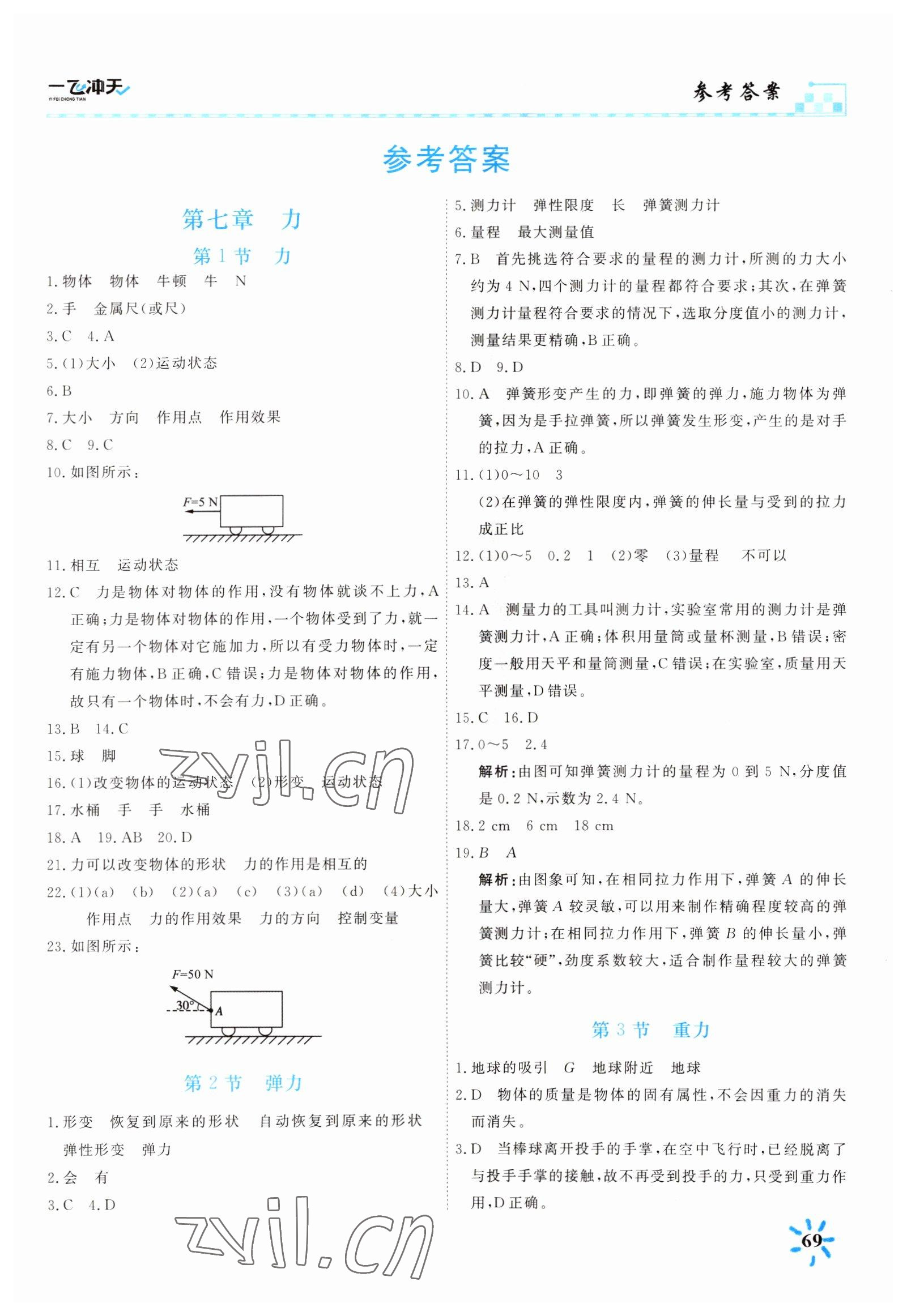 2022年一飛沖課時(shí)作業(yè)天八年級(jí)物理下冊(cè)人教版 第1頁(yè)