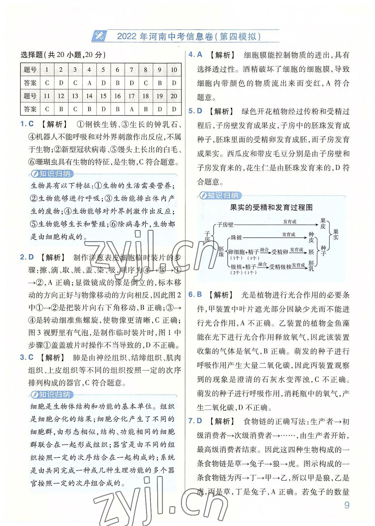 2022年金考卷百校联盟系列河南中考信息卷生物&nbsp;第9页