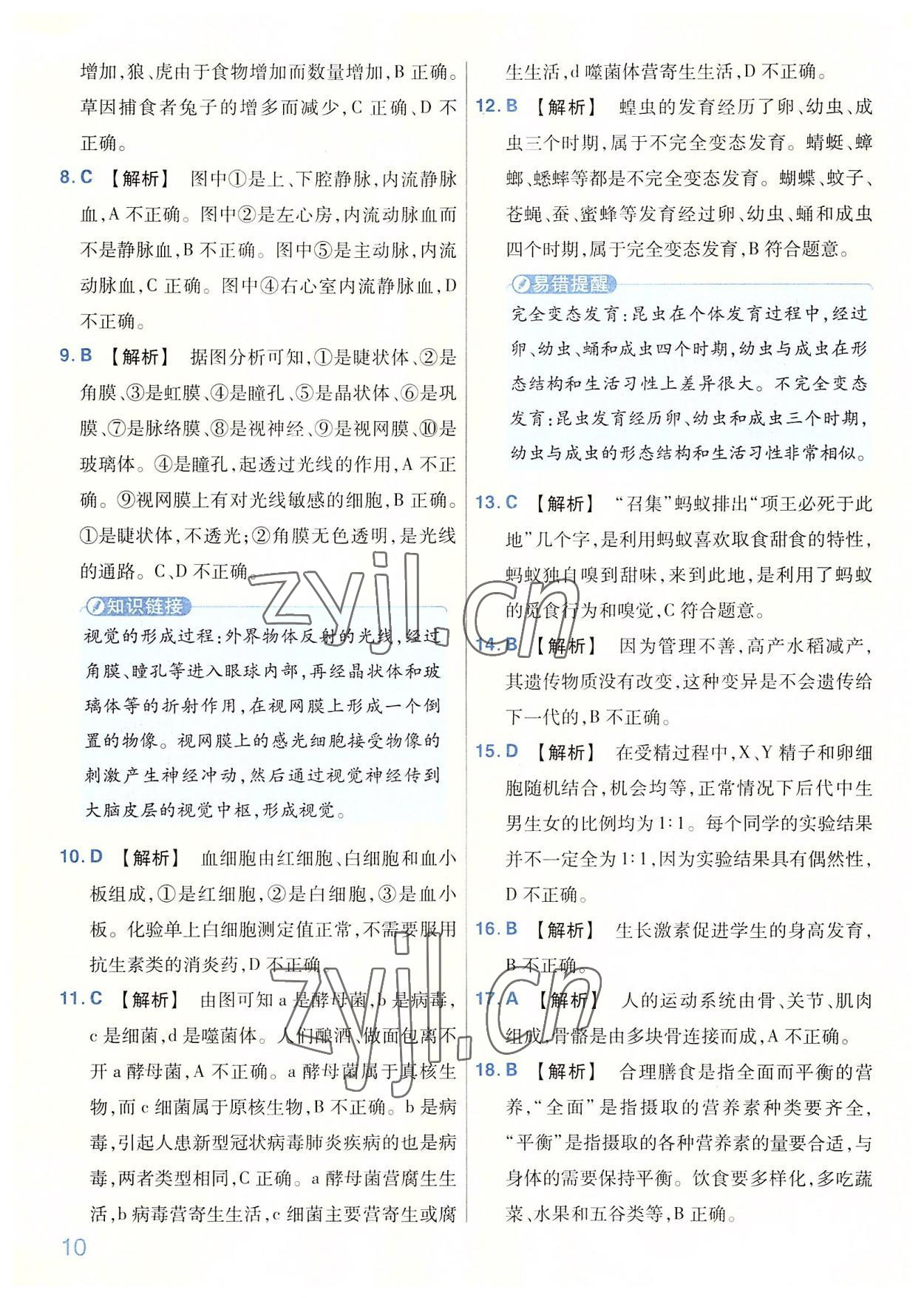 2022年金考卷百校联盟系列河南中考信息卷生物&nbsp;第10页