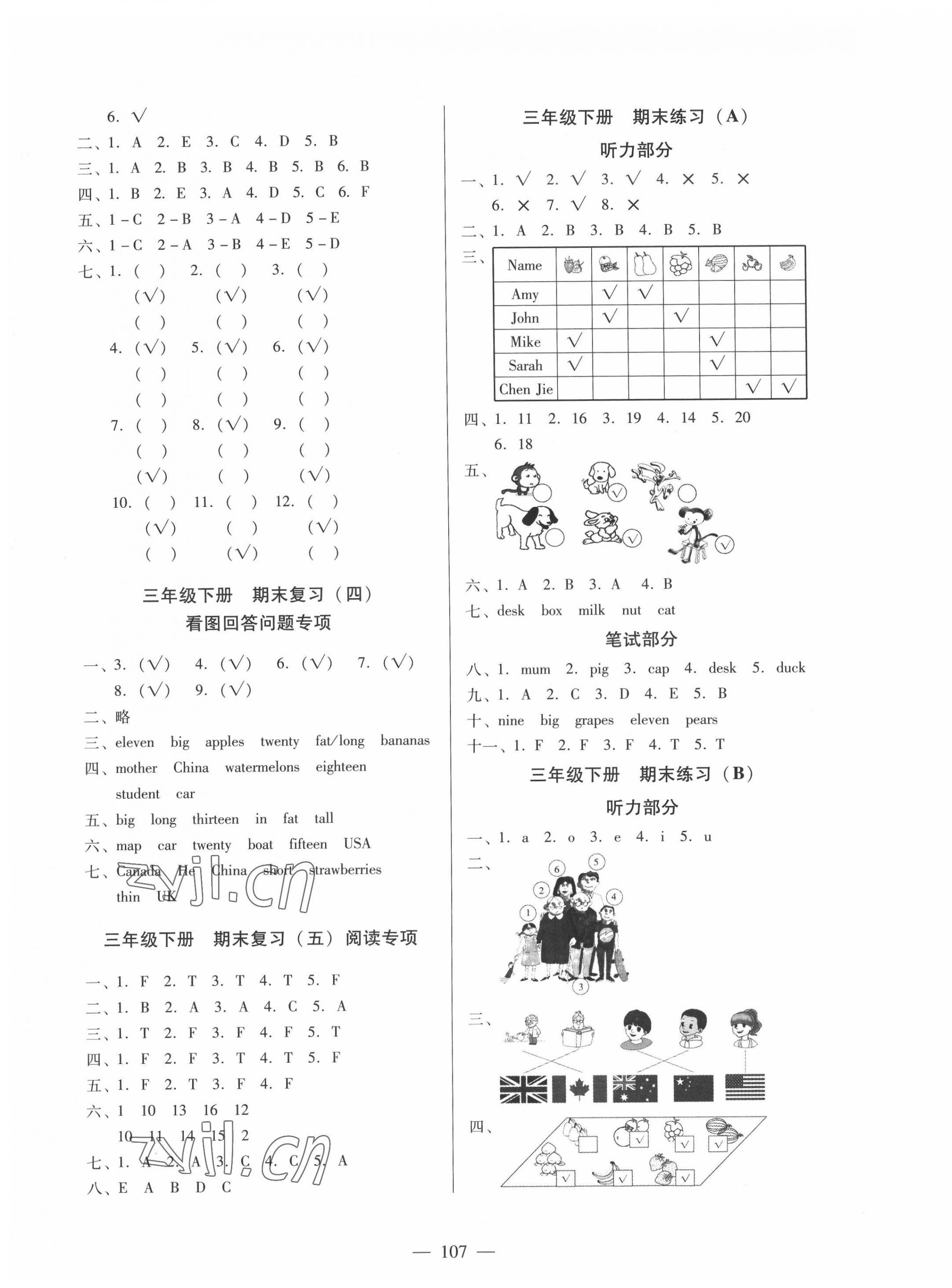 2022年小学英语测试AB卷三年级下册人教版佛山专版 第5页