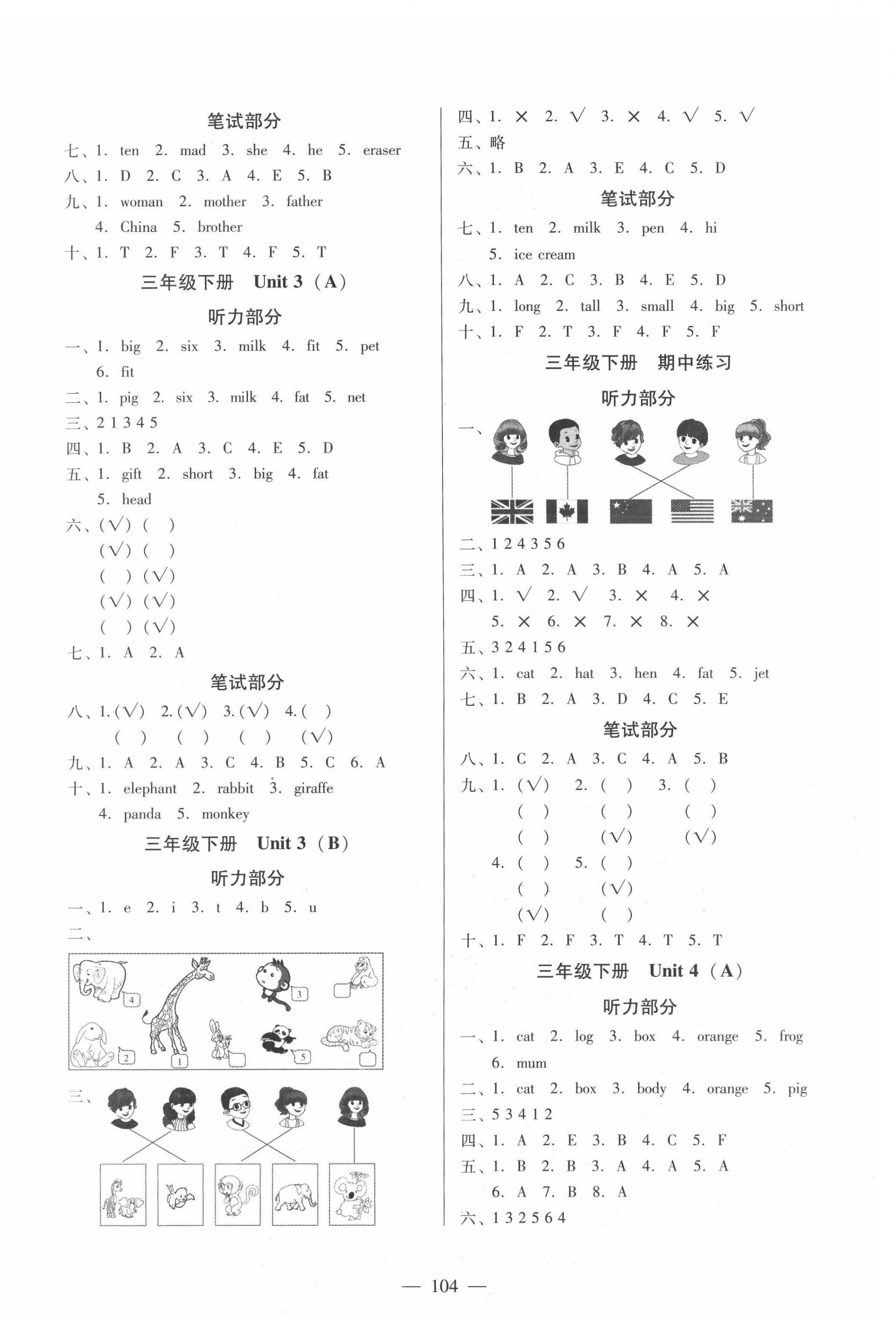 2022年小学英语测试AB卷三年级下册人教版佛山专版 第2页