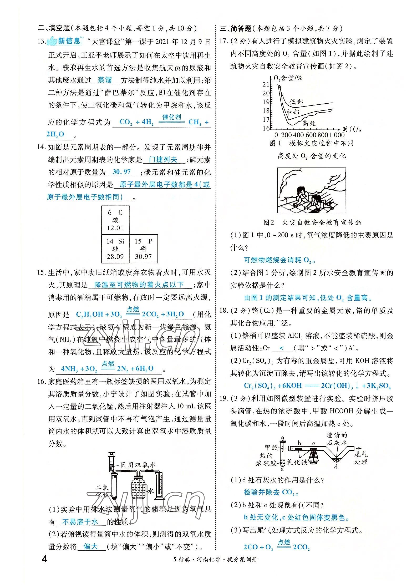 2022年一戰(zhàn)成名5行卷化學(xué)河南專(zhuān)版 參考答案第5頁(yè)