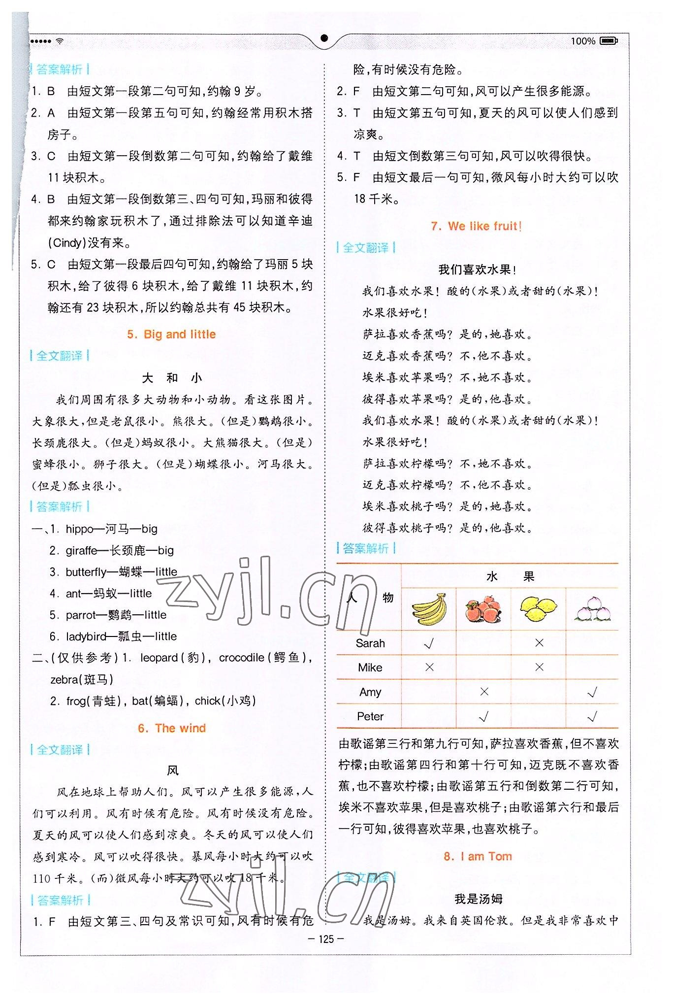 2022年巔峰訓練進階閱讀三年級英語 參考答案第2頁