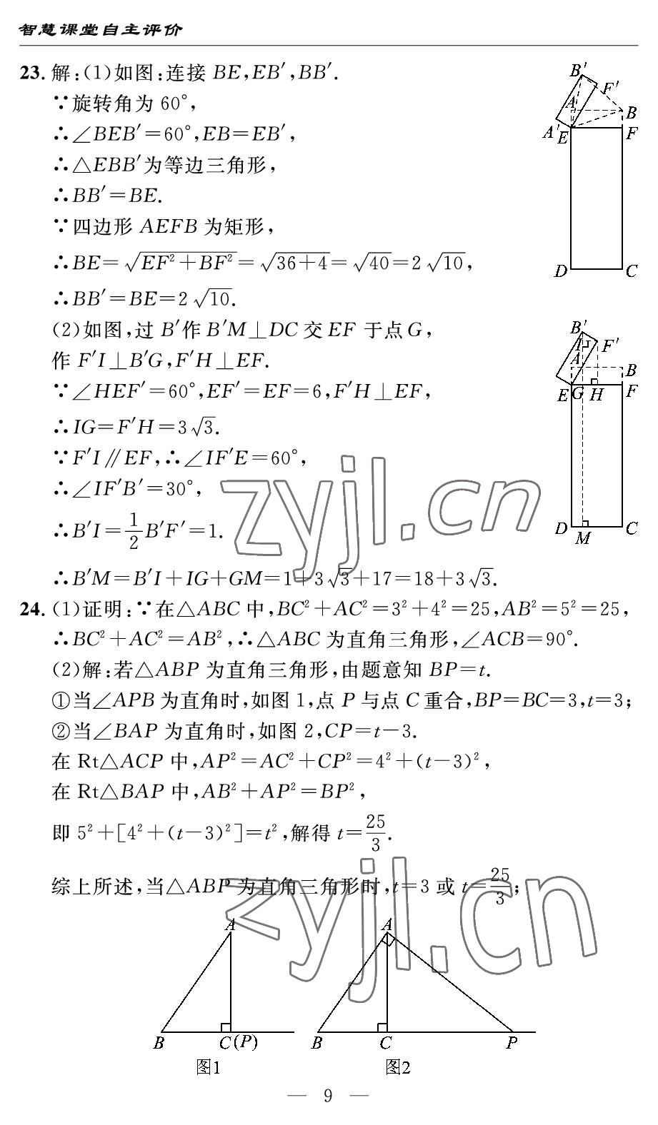 2022年智慧課堂自主評價八年級數(shù)學下冊人教版宜昌專版 參考答案第9頁