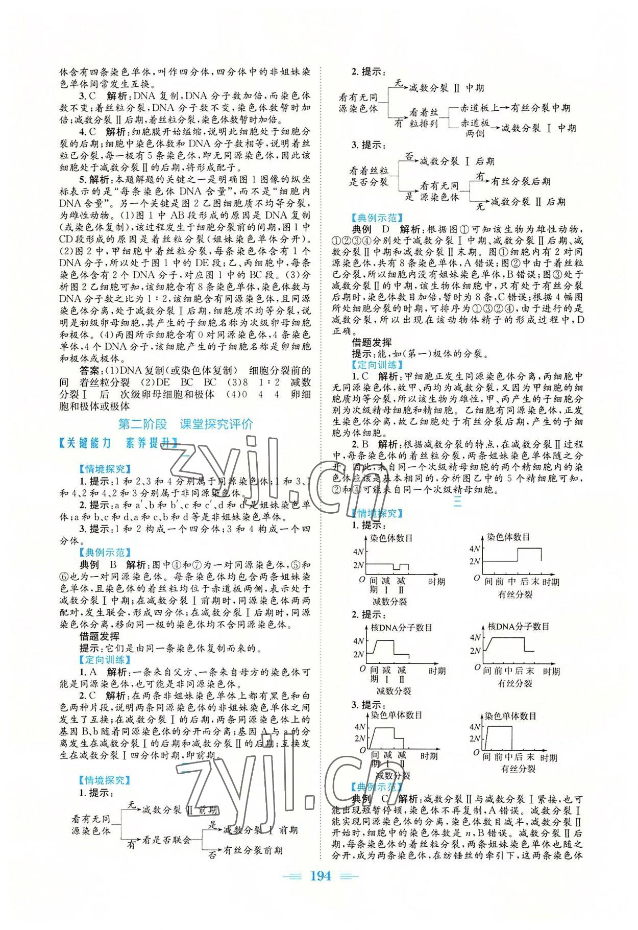 2022年新编高中同步作业高中生物必修2人教版 参考答案第4页