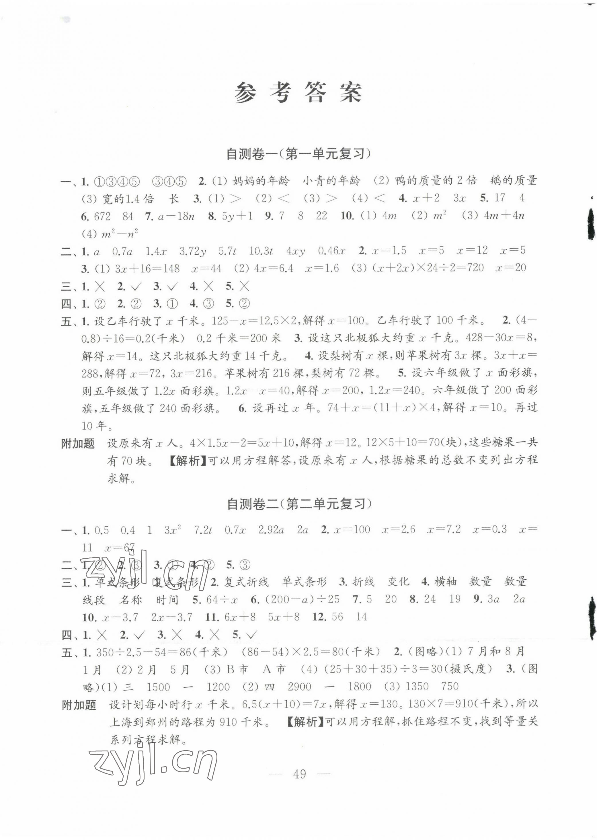 2022年小学数学练习自测卷五年级下册苏教版 第1页