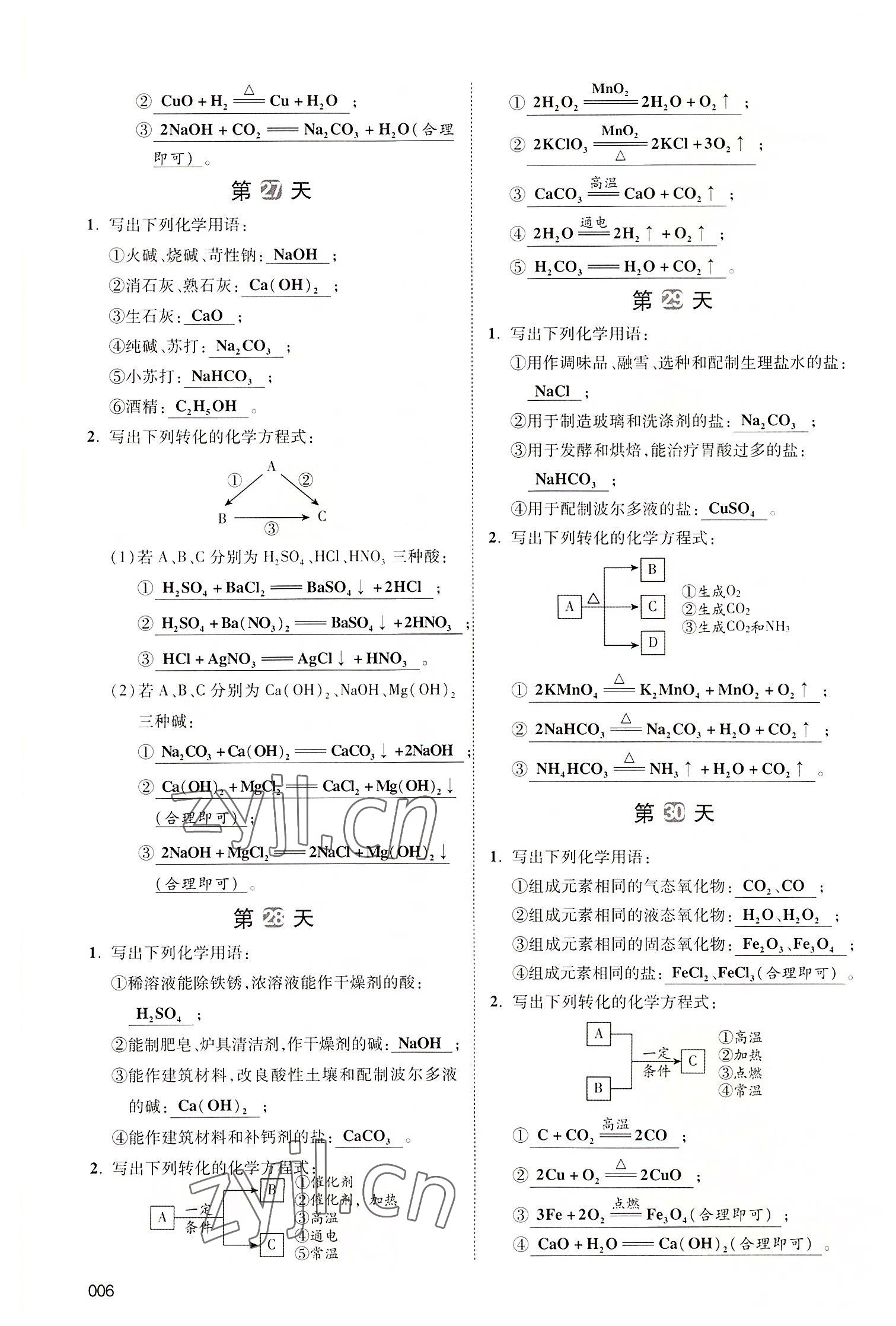 2022年中考状元化学广东专版 参考答案第22页