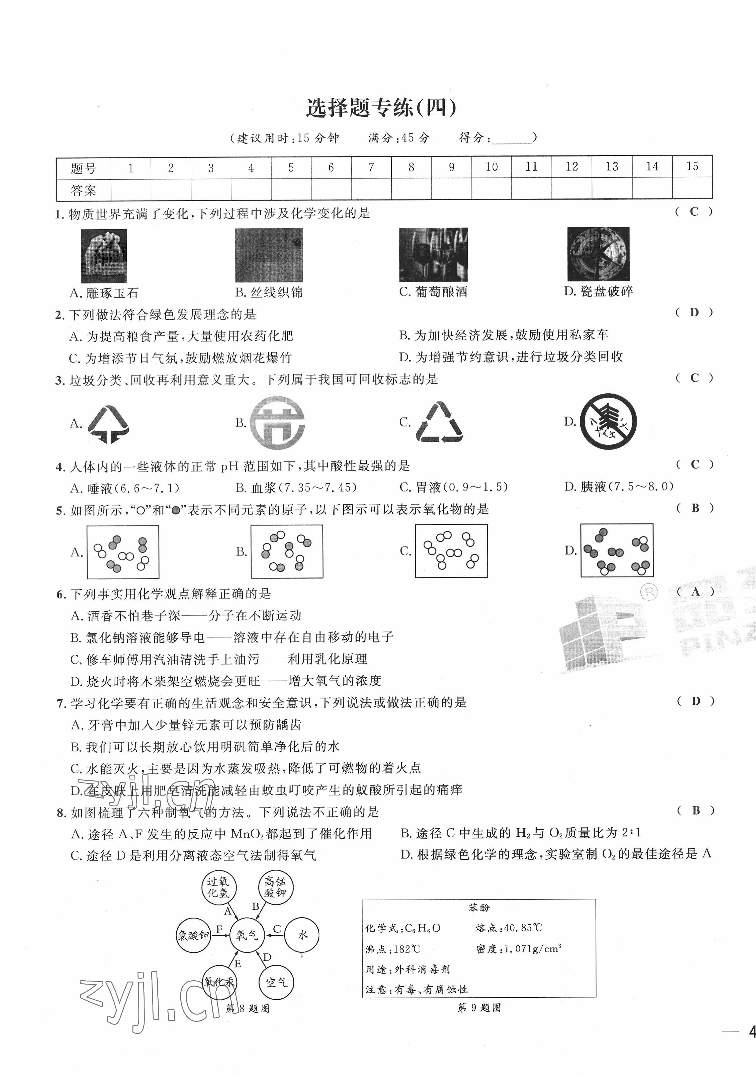 2022年新一線必刷卷化學廣東專版 第7頁