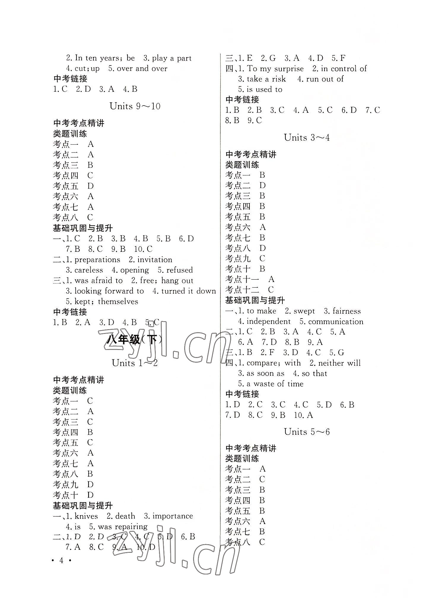 2022年創(chuàng)新能力學(xué)習(xí)中考總復(fù)習(xí)英語(yǔ) 參考答案第3頁(yè)