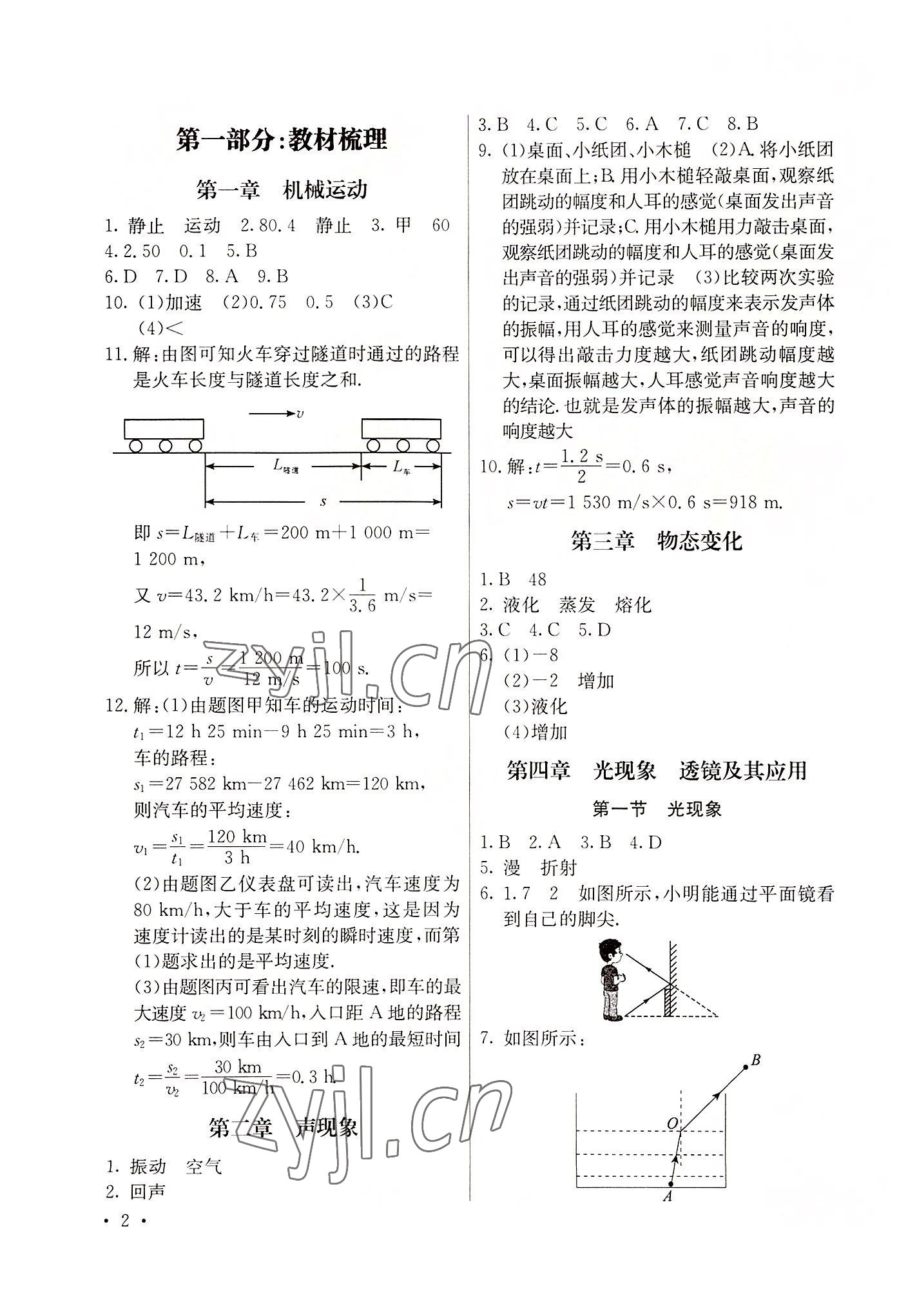 2022年创新能力学习中考总复习物理 参考答案第1页