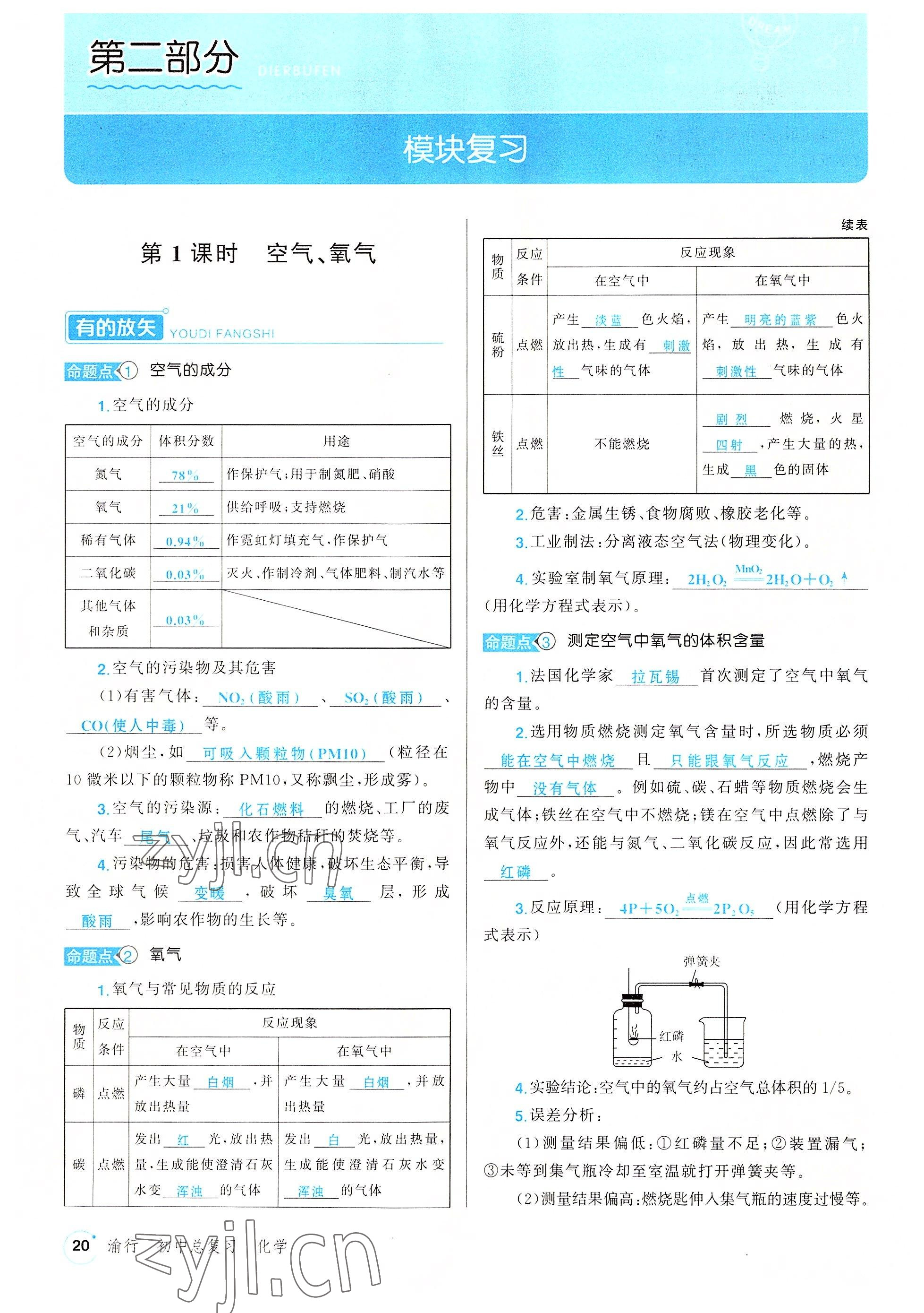 2022年渝行中考初中總復(fù)習(xí)化學(xué)重慶專版 參考答案第60頁