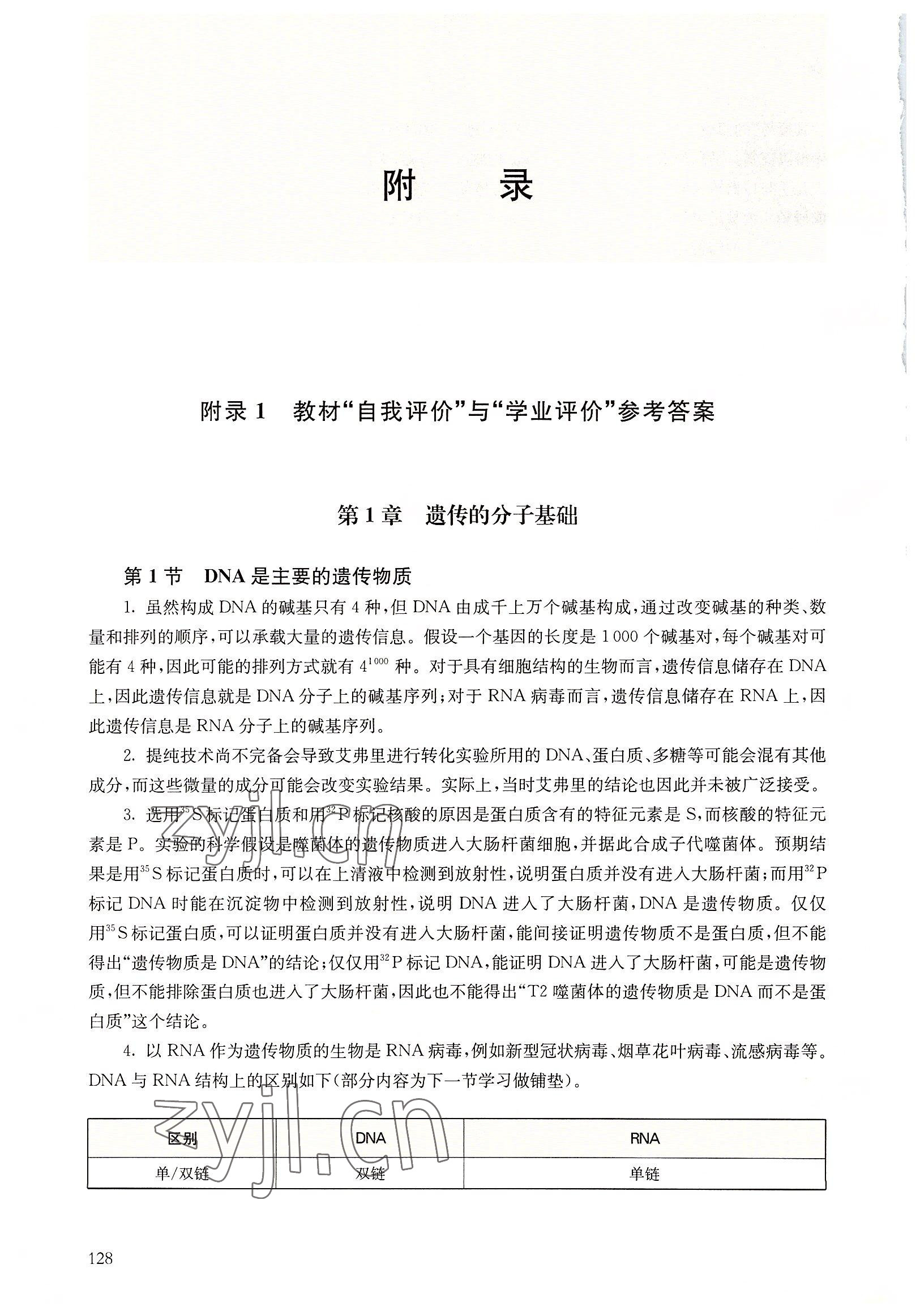 2022年教材課本高中生物必修2滬教版 參考答案第1頁