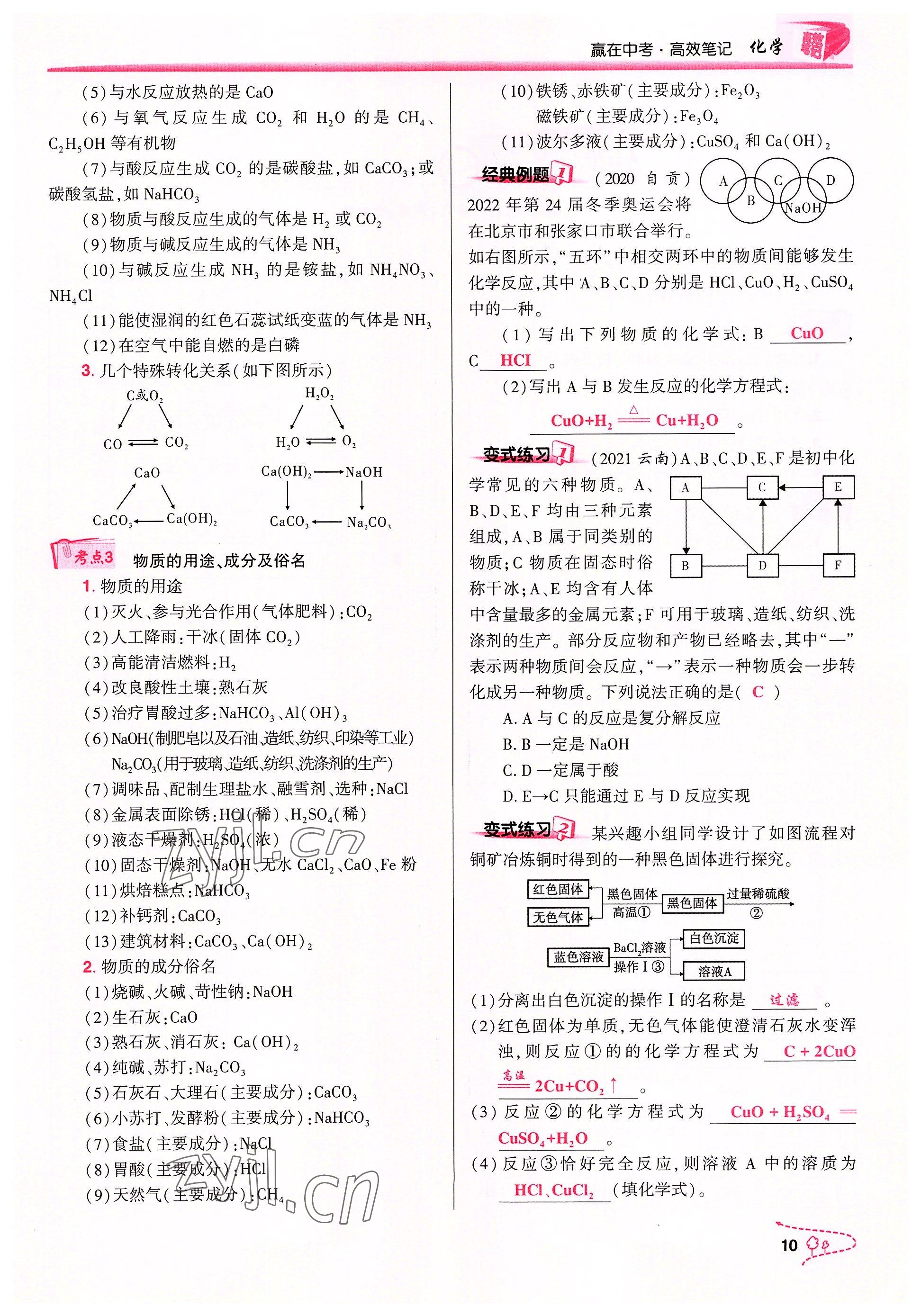 2022年贏在中考化學(xué)重慶專版 參考答案第10頁