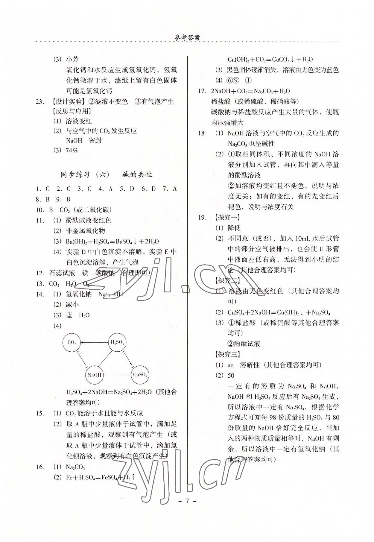 2022年啟文引路九年級(jí)化學(xué)下冊(cè)滬教版 參考答案第7頁(yè)