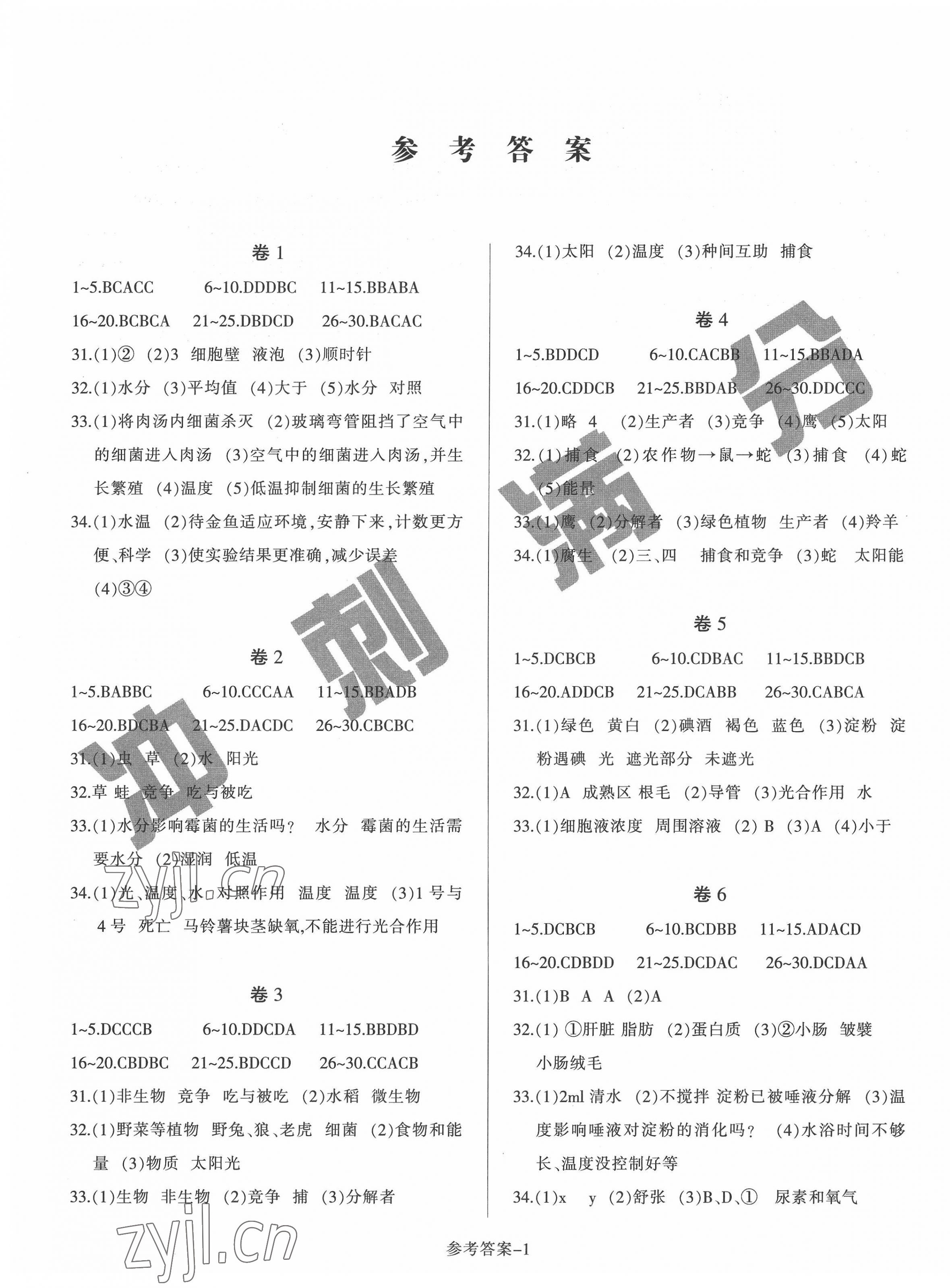 2022年沖刺中考專題測試生物徐州專版 第1頁