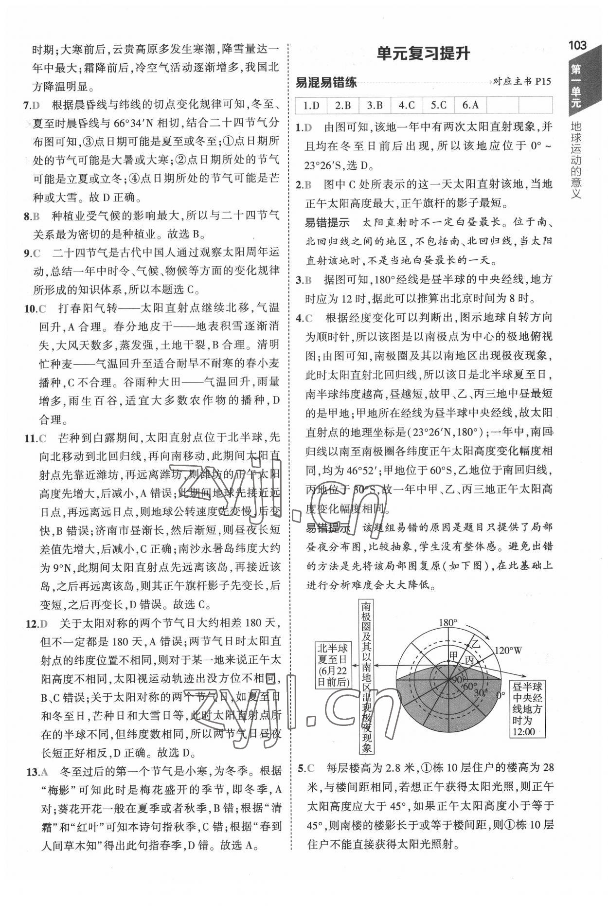 2022年5年高考3年模擬地理選擇性必修1自然地理基礎(chǔ)魯教版 參考答案第7頁