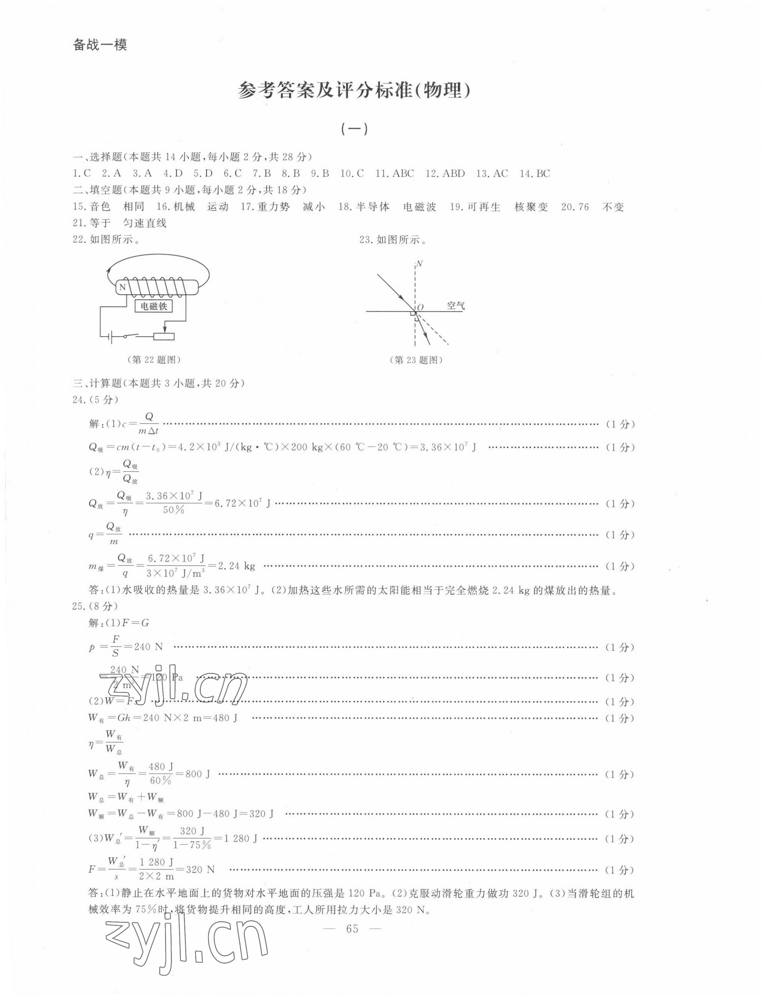 2022年大連中考沖刺模擬試卷物理 第1頁