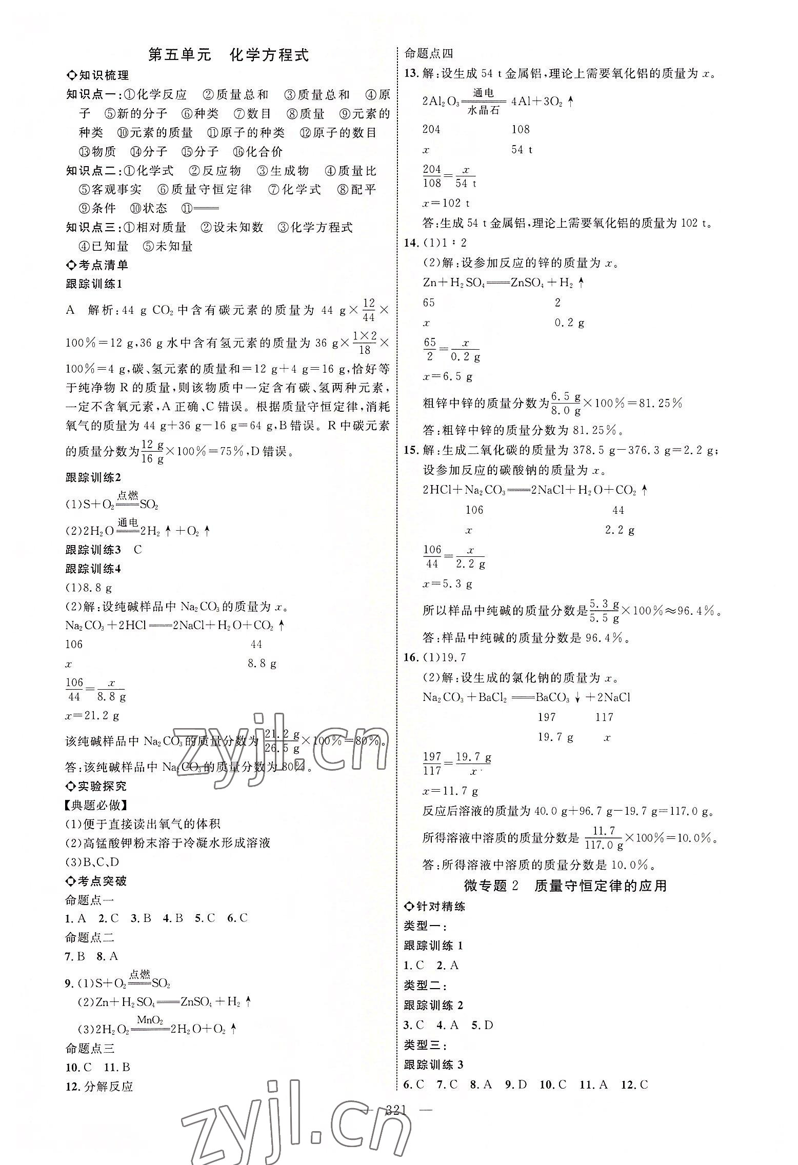 2022年全程導(dǎo)航初中總復(fù)習(xí)化學(xué)臨沂專版 參考答案第4頁