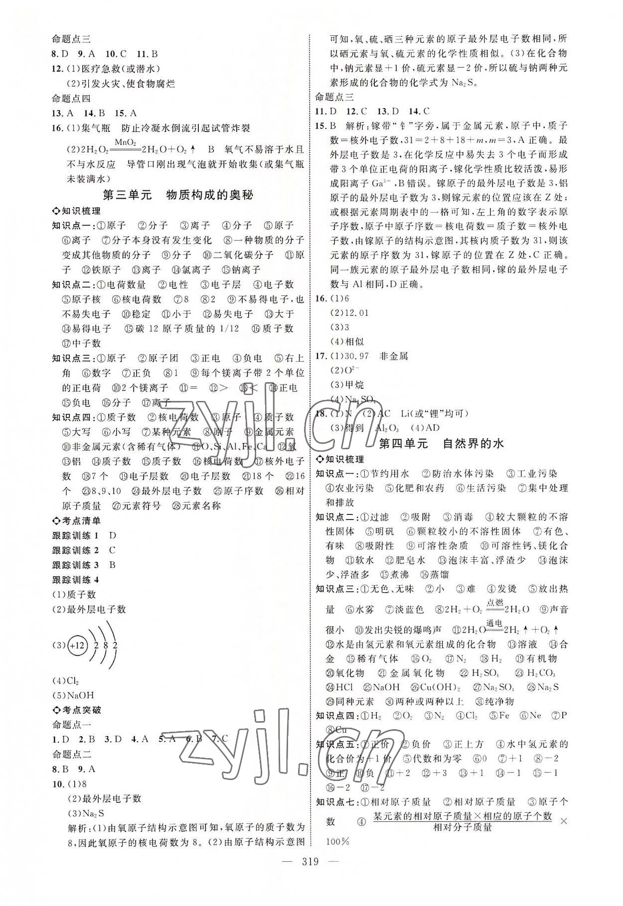 2022年全程导航初中总复习化学临沂专版 参考答案第2页