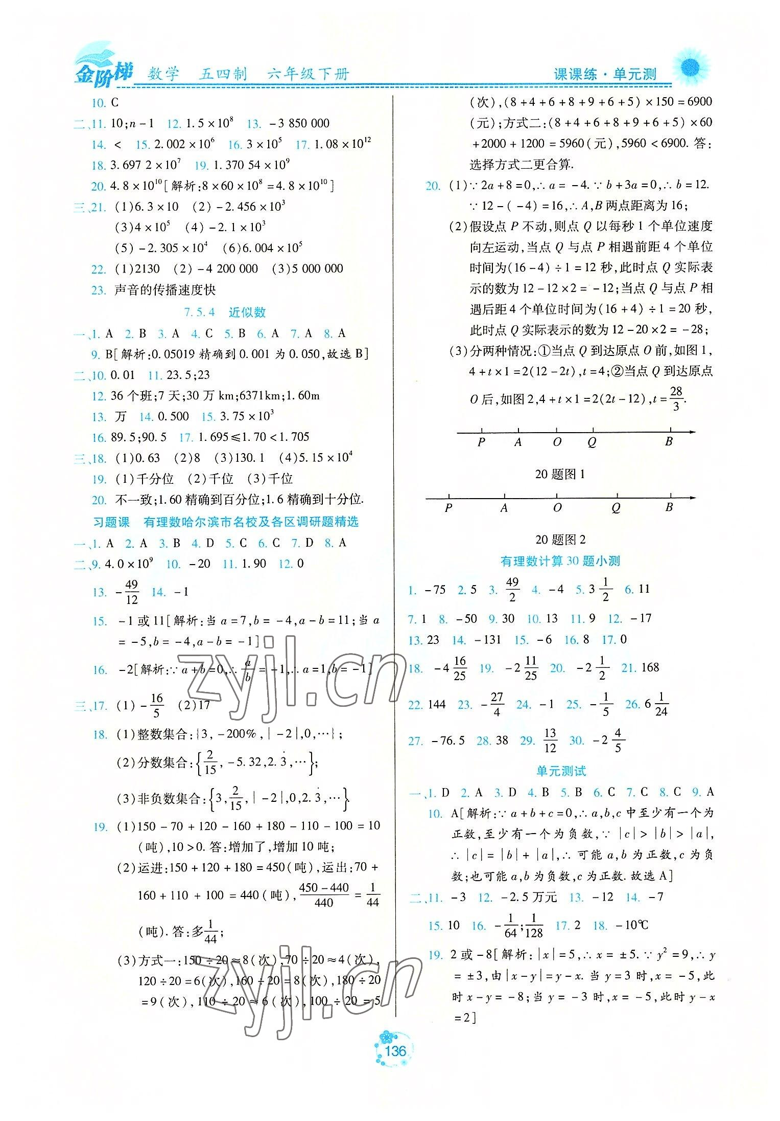 2022年金阶梯课课练单元测六年级数学下册人教版54制 第6页