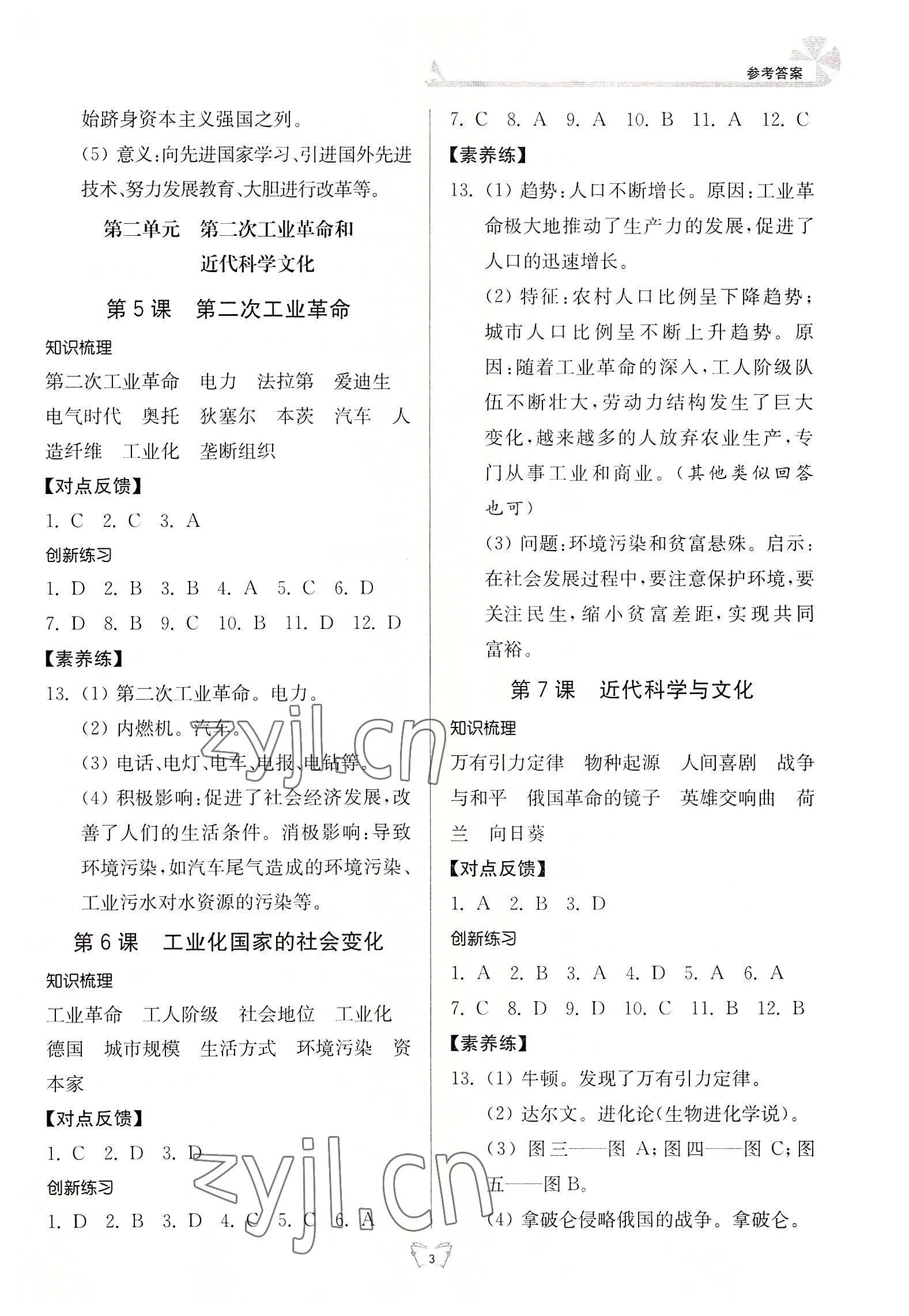 2022年創(chuàng)新課時(shí)作業(yè)本九年級(jí)歷史下冊(cè)人教版 第3頁(yè)