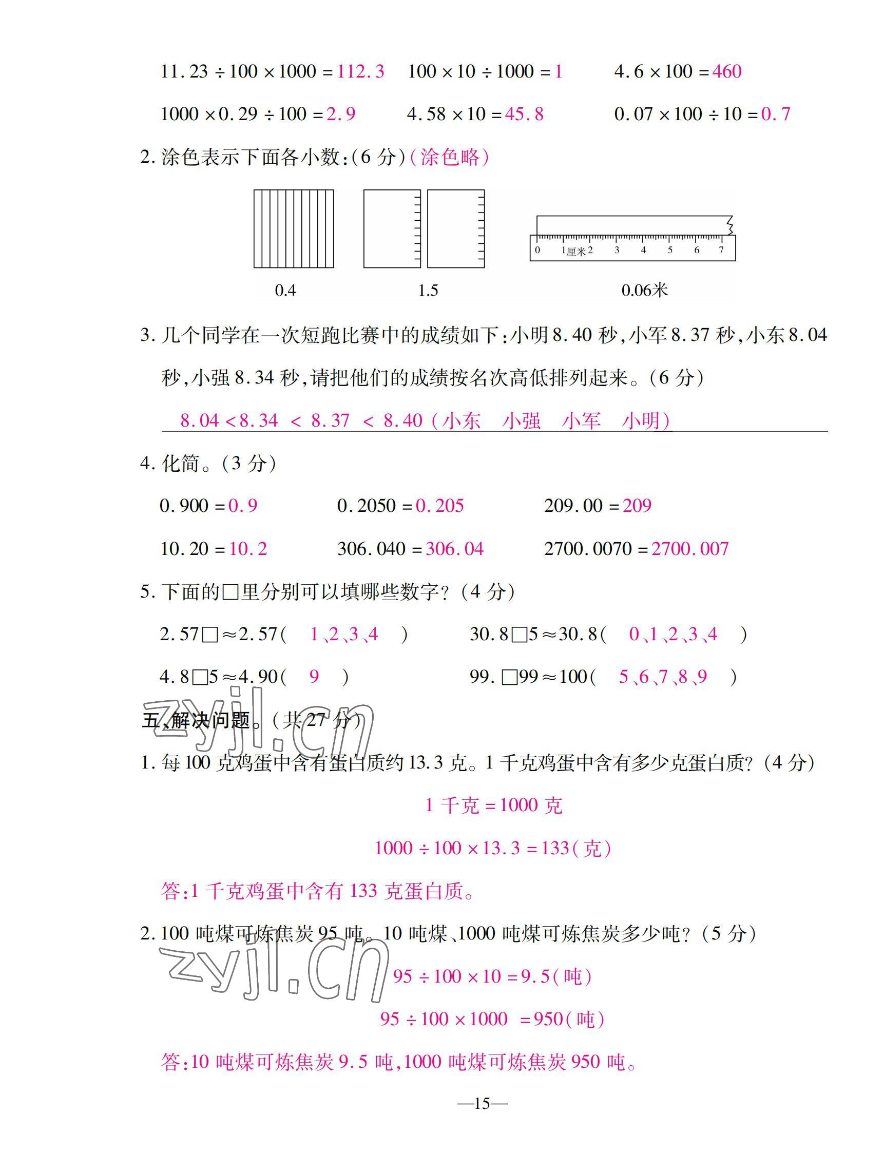 2022年本土卷四年級(jí)數(shù)學(xué)下冊(cè)人教版 第15頁