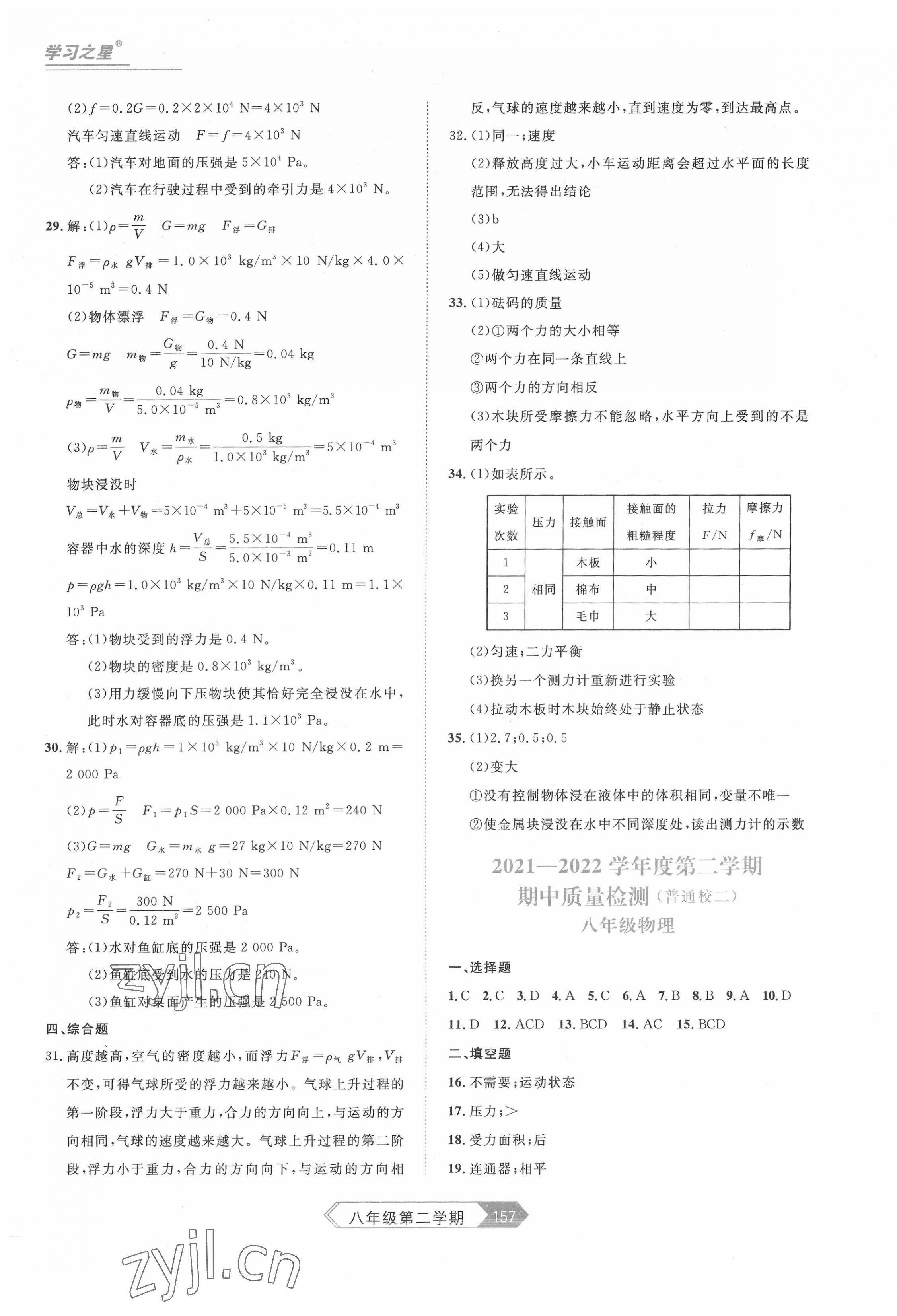 2022年名校大考卷八年級物理下冊人教版大連專版 第5頁