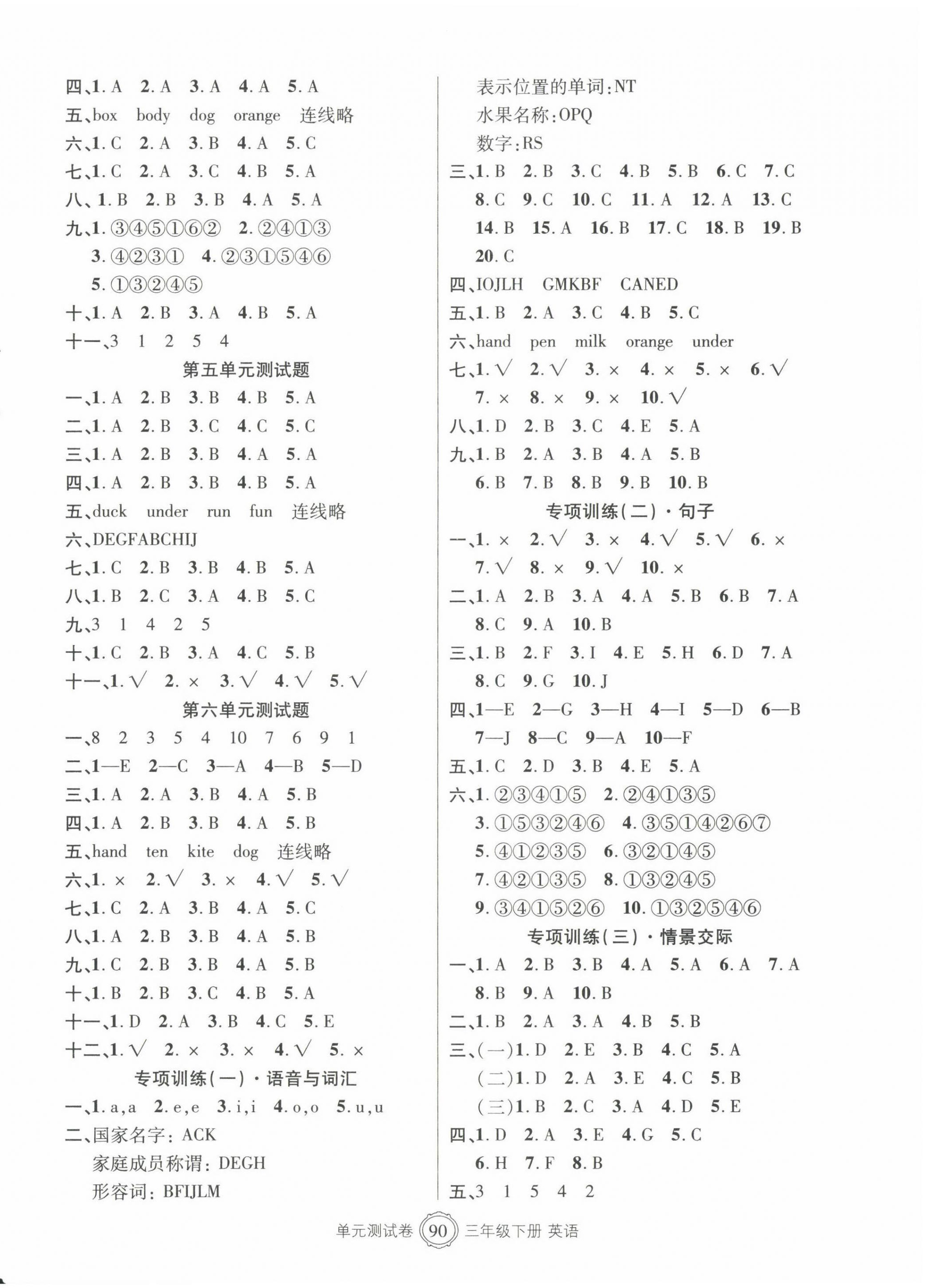 2022年智慧通单元测试卷三年级英语下册人教版 第2页