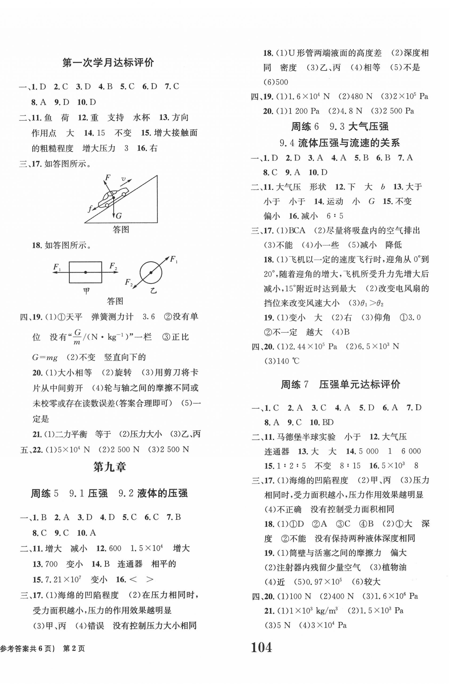 2022年全程檢測(cè)卷學(xué)業(yè)達(dá)標(biāo)評(píng)價(jià)八年級(jí)物理下冊(cè)人教版創(chuàng)新版 第2頁(yè)